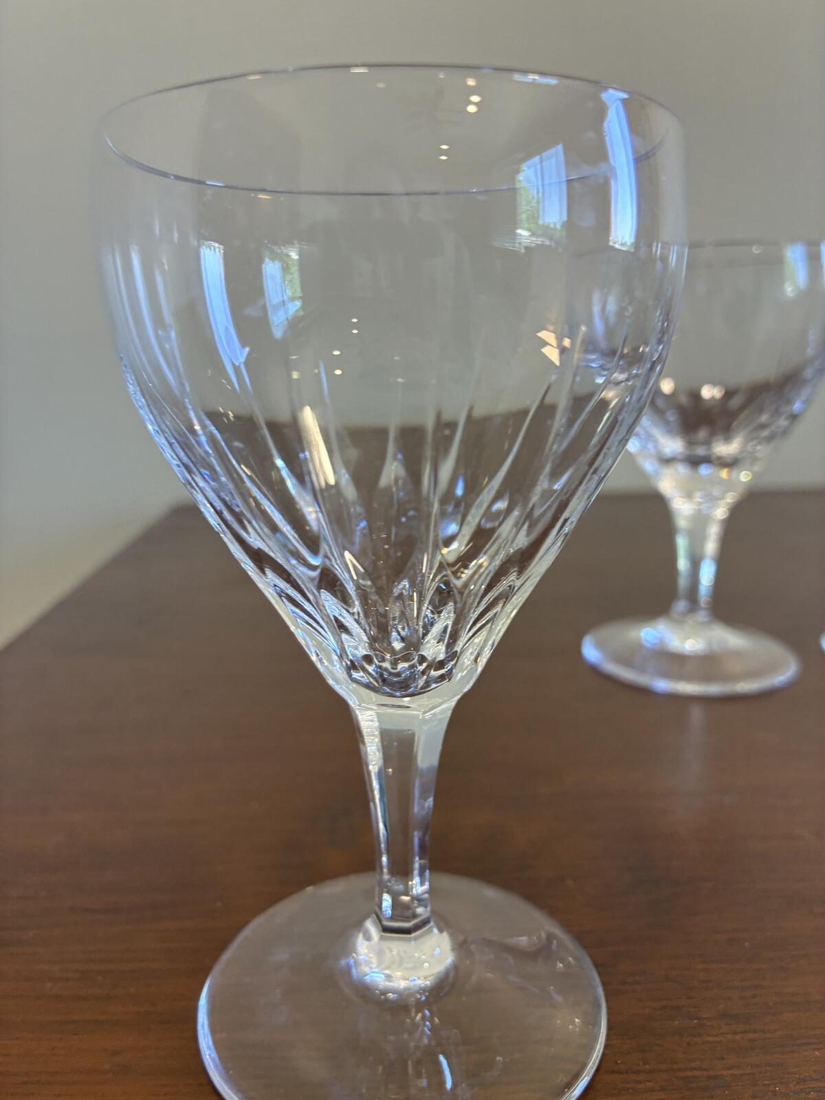 4 Vintage Josair Crystal Wine Glasses Cut Elegant Crystal Stemware Goblets