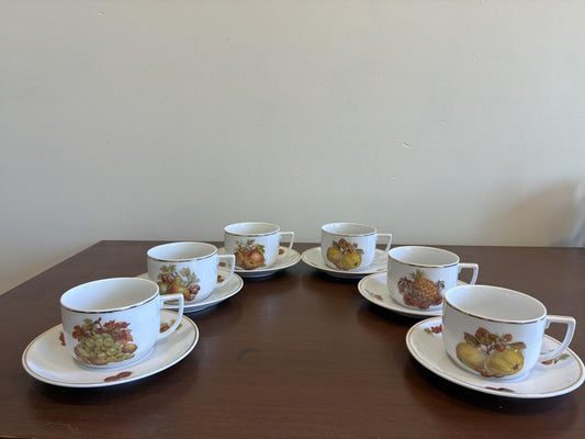 Vintage Seltmann Weiden Bavaria German Fruit & Nut Tea Cups & Saucers Set of 6