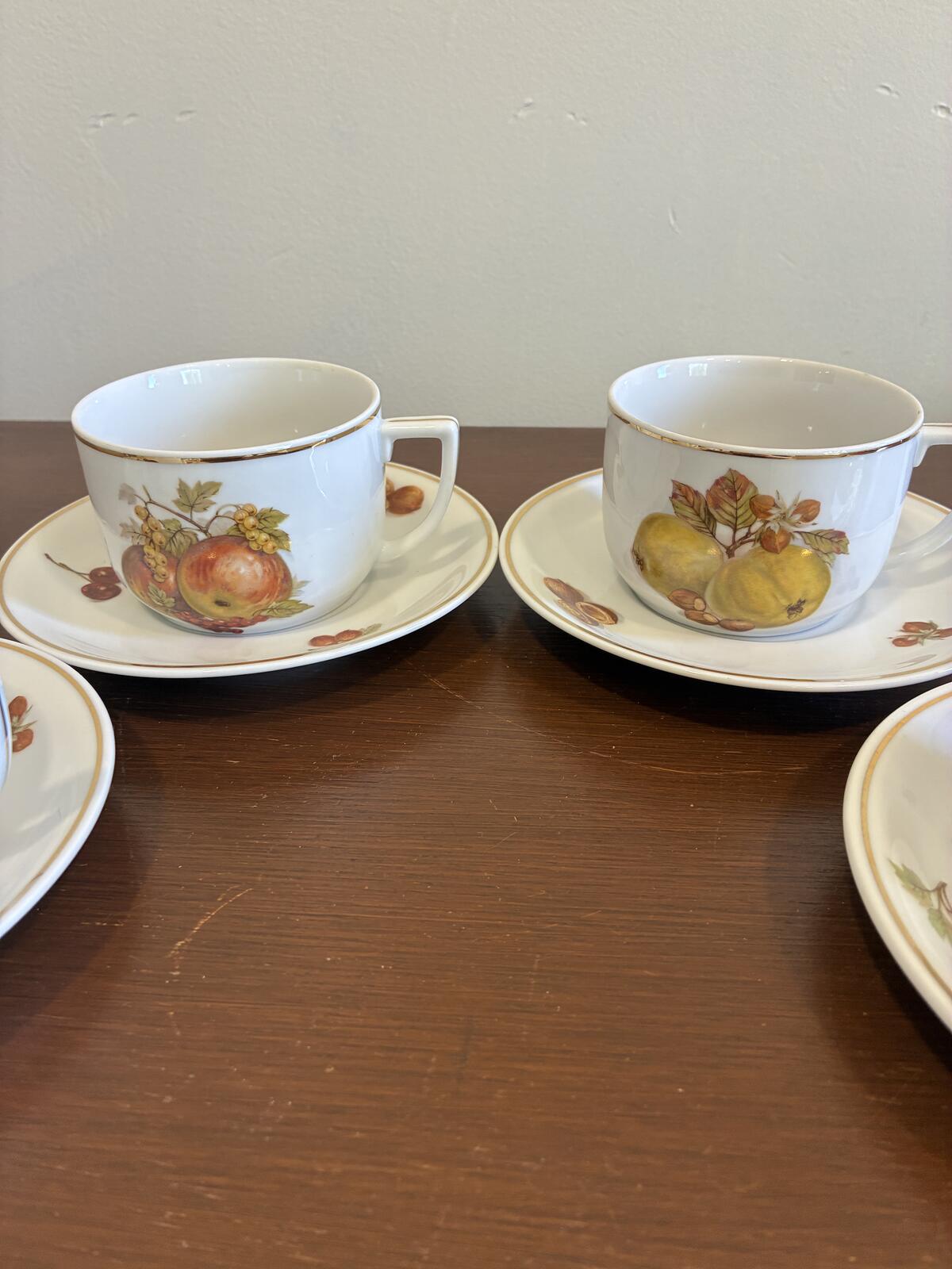 Vintage Seltmann Weiden Bavaria German Fruit & Nut Tea Cups & Saucers Set of 6
