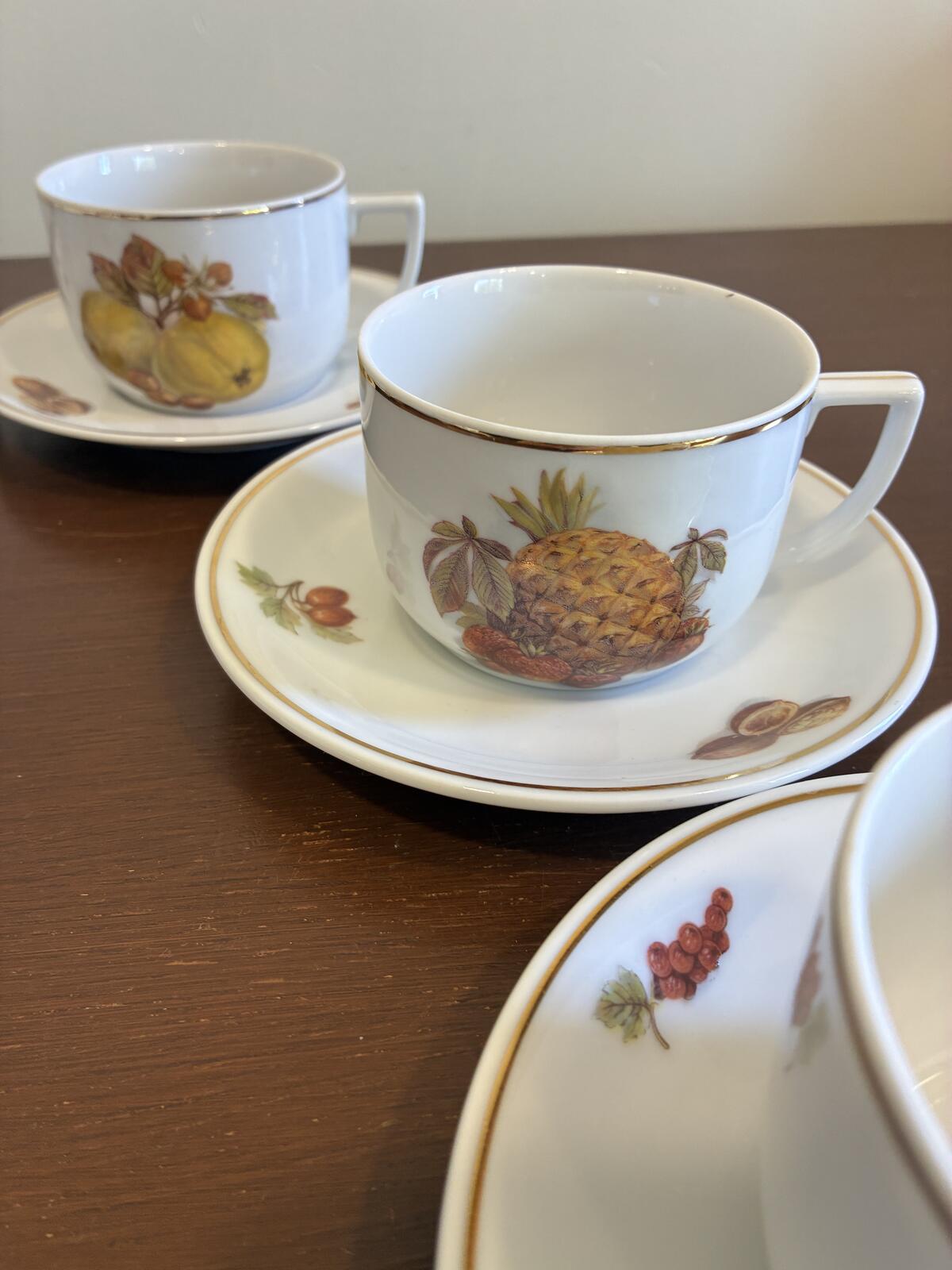 Vintage Seltmann Weiden Bavaria German Fruit & Nut Tea Cups & Saucers Set of 6