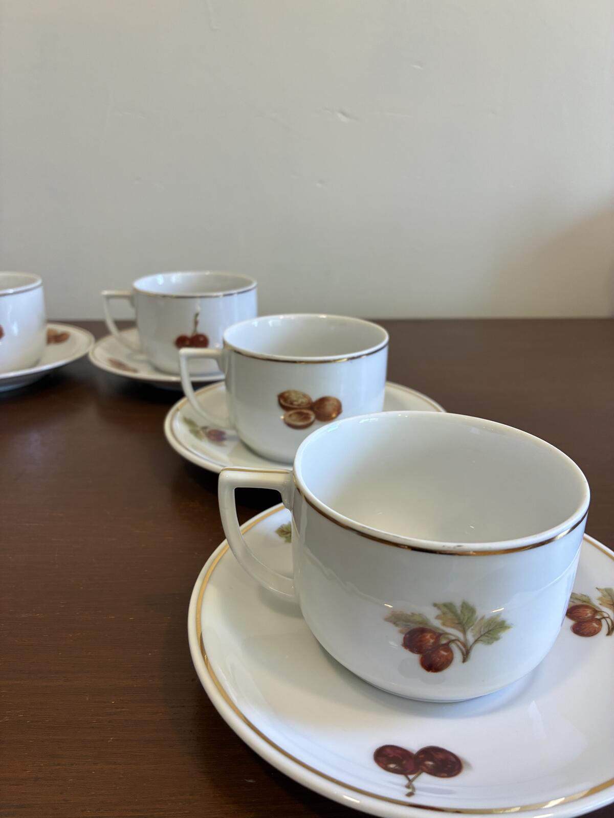 Vintage Seltmann Weiden Bavaria German Fruit & Nut Tea Cups & Saucers Set of 6