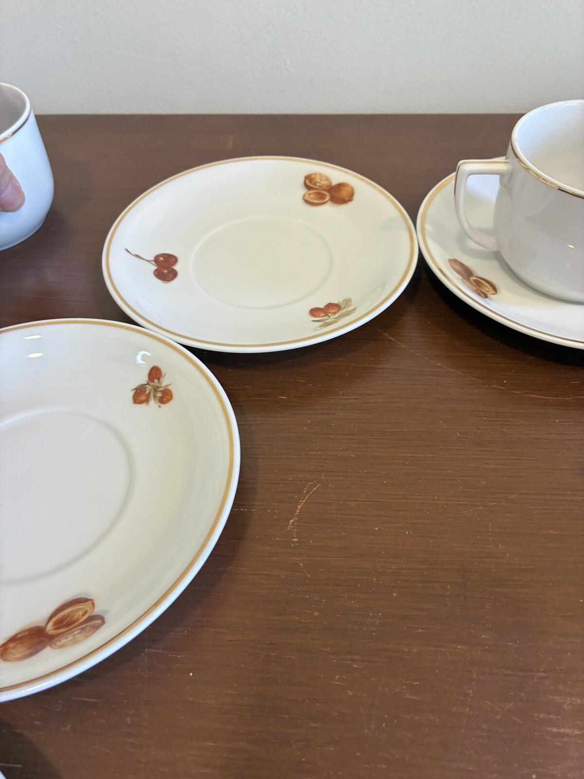 Vintage Seltmann Weiden Bavaria German Fruit & Nut Tea Cups & Saucers Set of 6