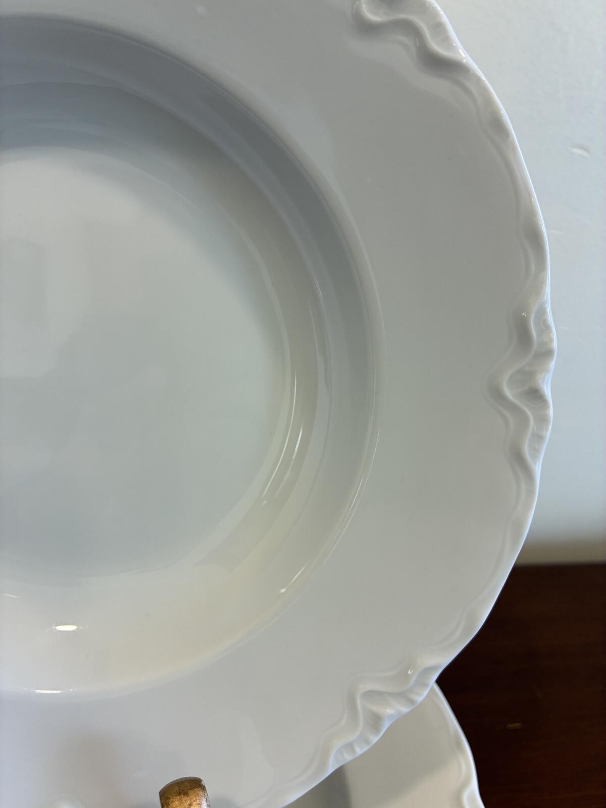 Vintage Hutschenreuther Bavaria Soup Bowls Set of 4 |Rimmed White Porcelain