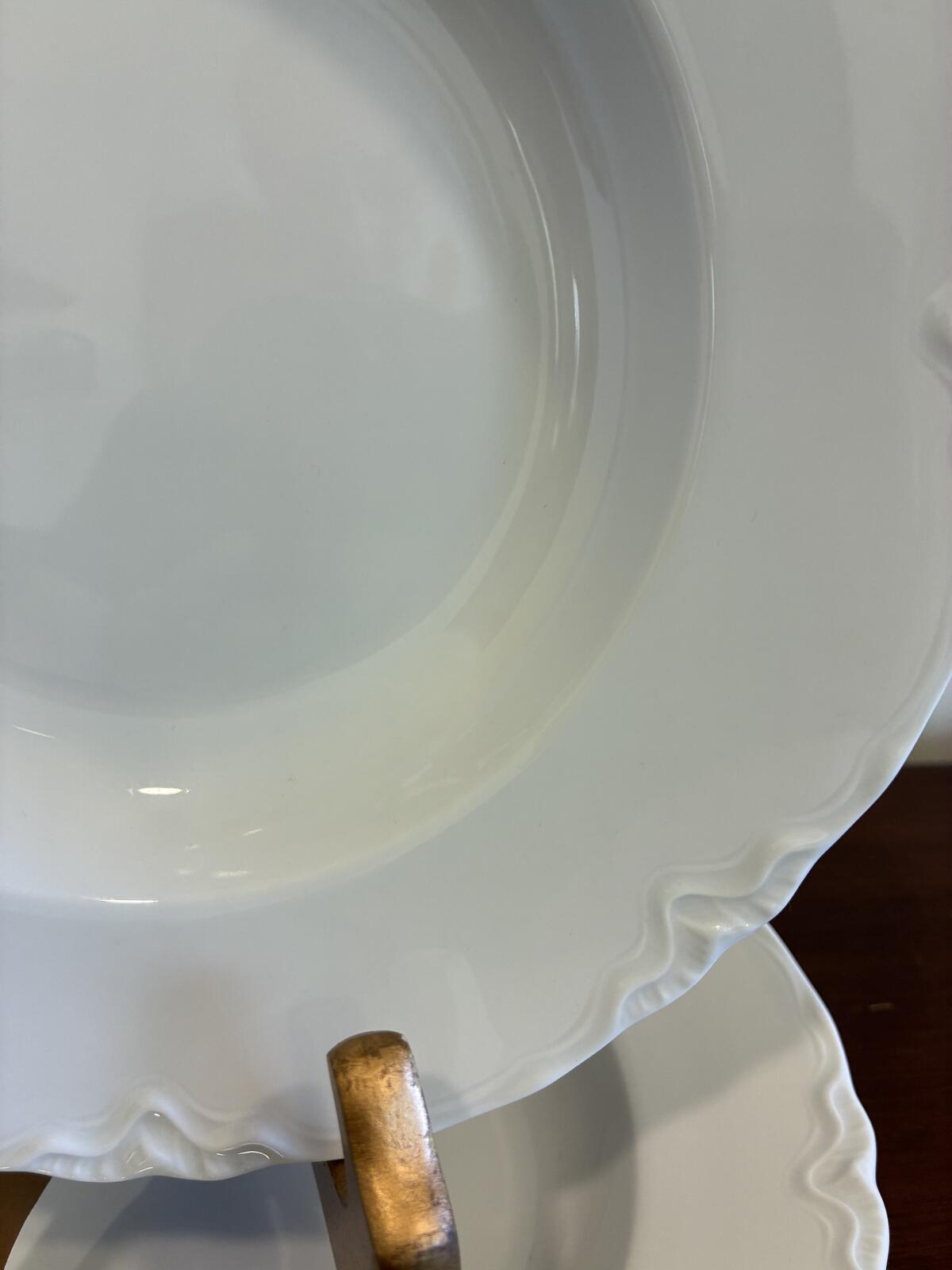 Vintage Hutschenreuther Bavaria Soup Bowls Set of 4 |Rimmed White Porcelain