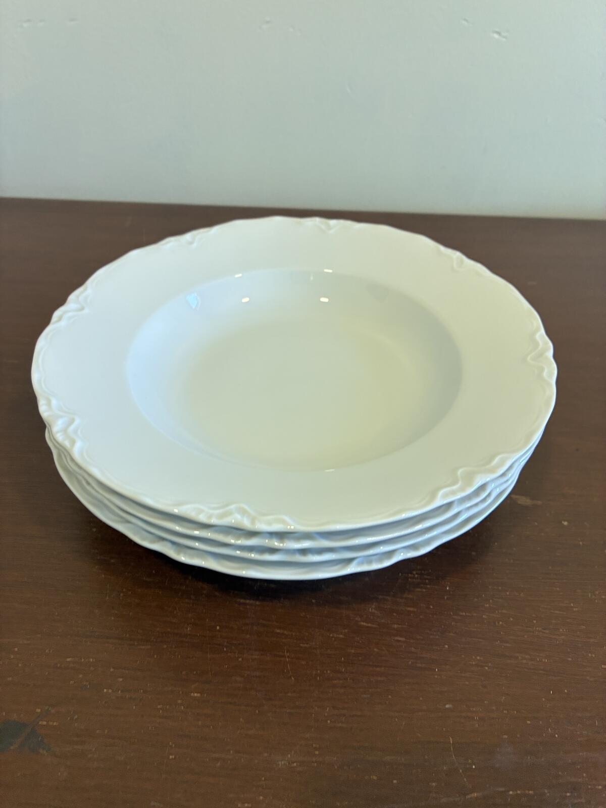 Vintage Hutschenreuther Bavaria Soup Bowls Set of 4 |Rimmed White Porcelain