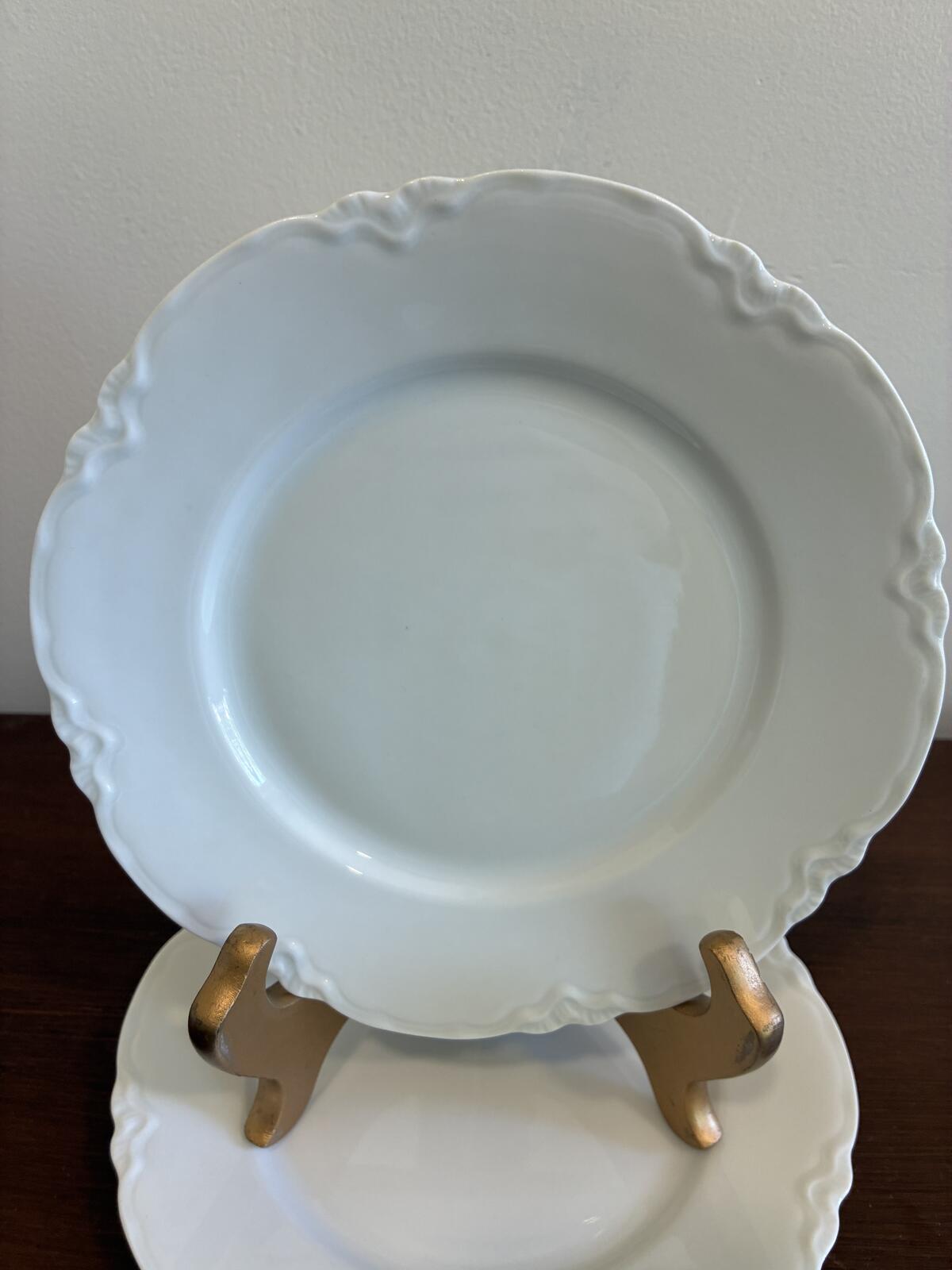 2 Hutschenreuther Selb Bavaria White Dessert Plates Germany Vintage Porcelain