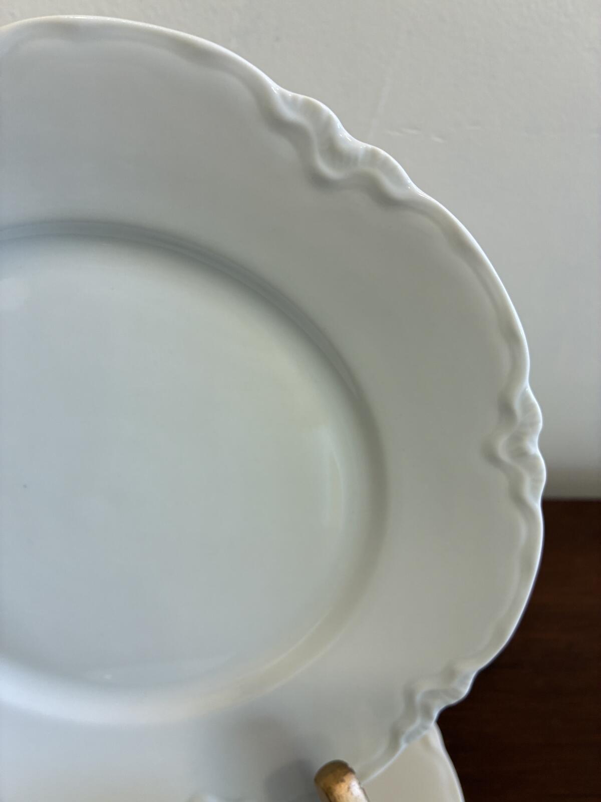 2 Hutschenreuther Selb Bavaria White Dessert Plates Germany Vintage Porcelain