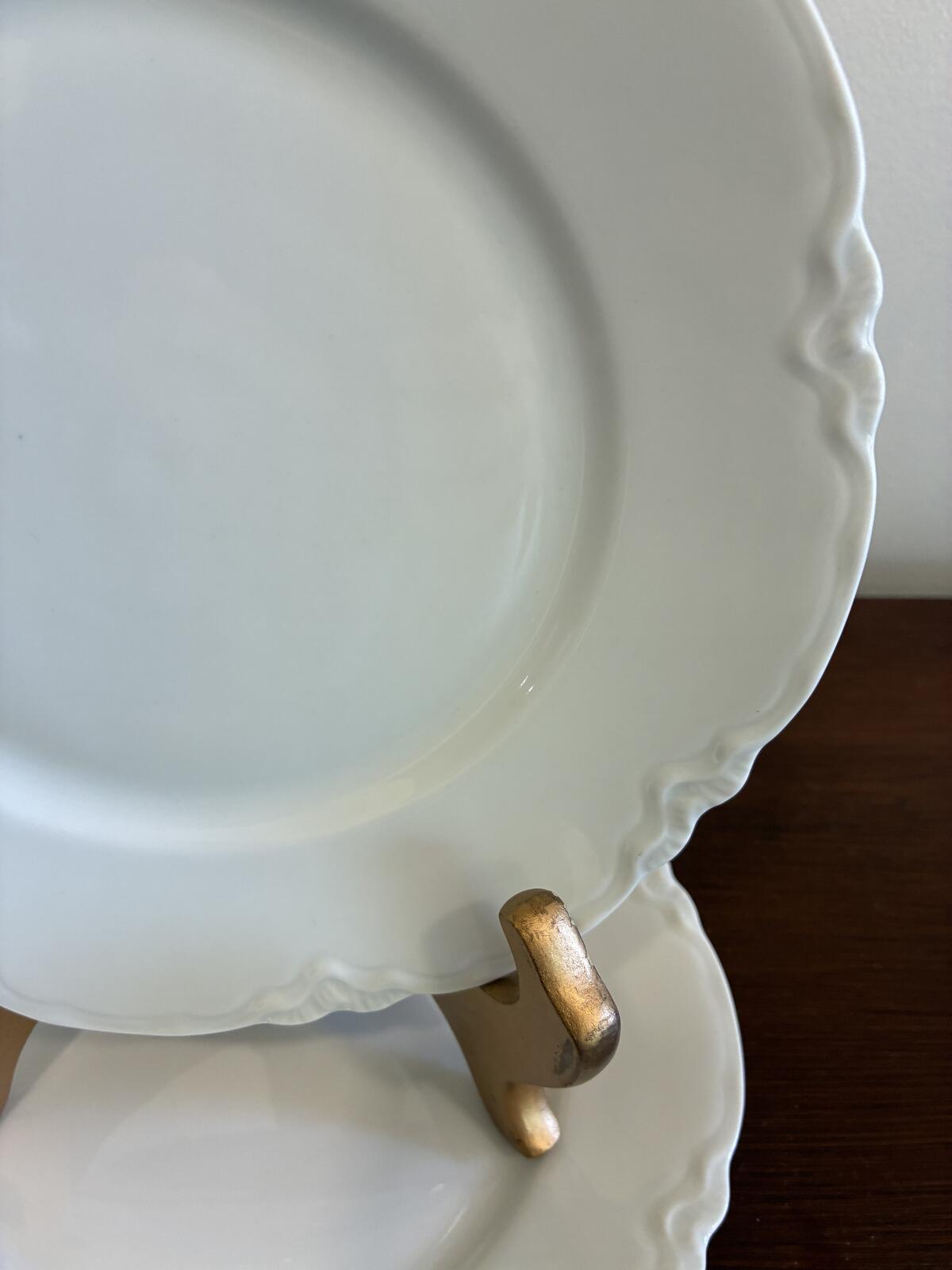 2 Hutschenreuther Selb Bavaria White Dessert Plates Germany Vintage Porcelain