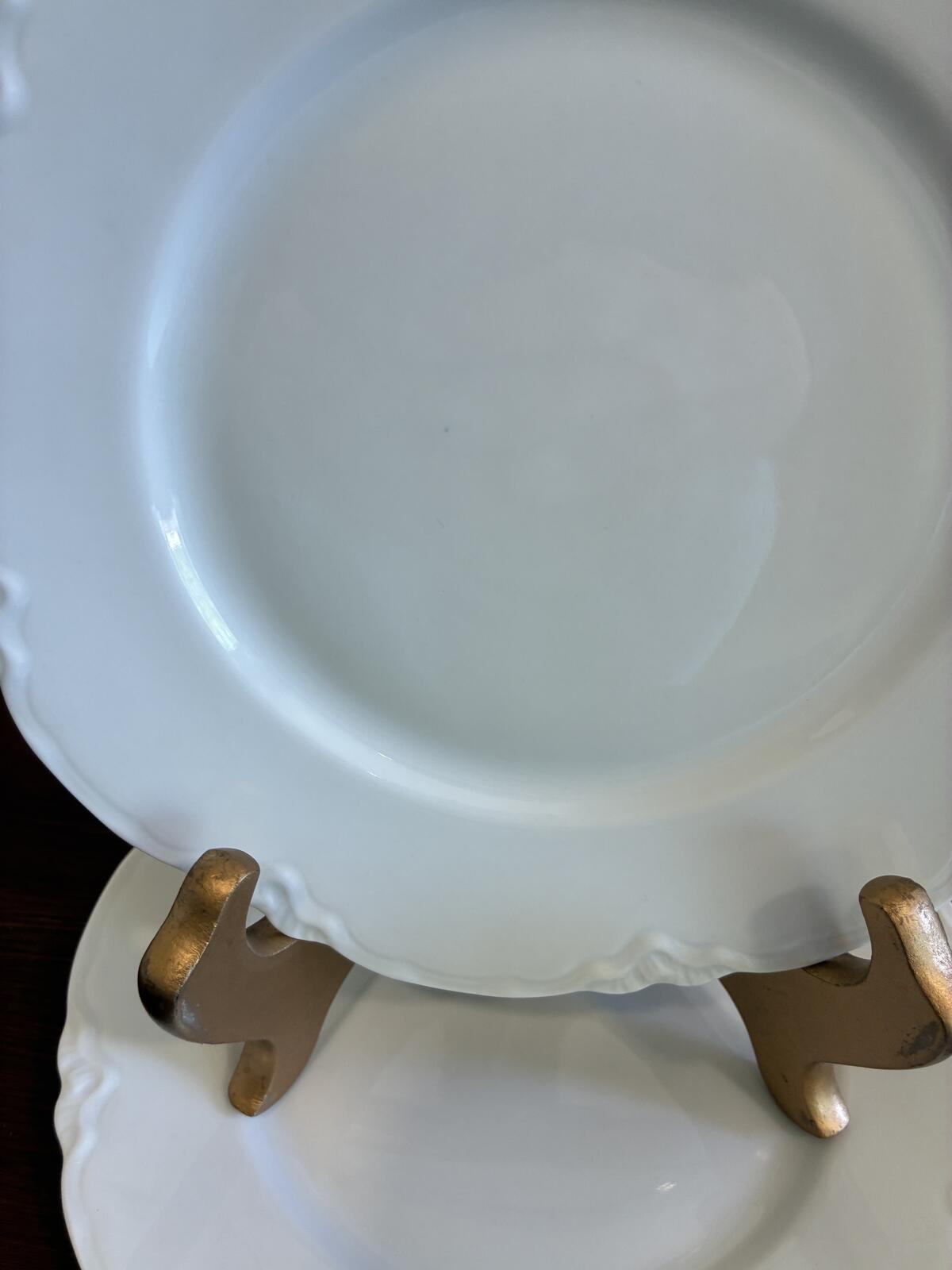 2 Hutschenreuther Selb Bavaria White Dessert Plates Germany Vintage Porcelain