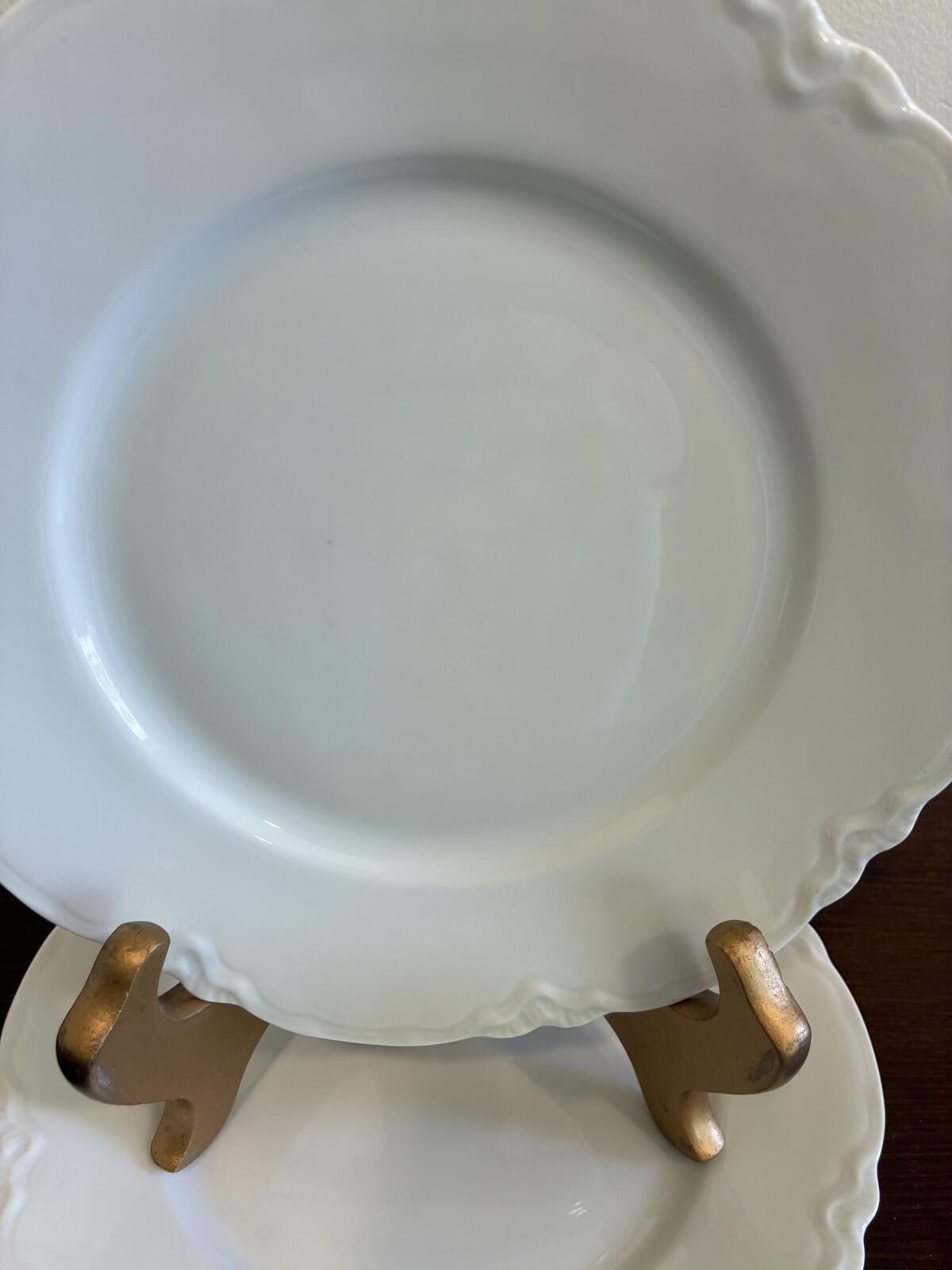 2 Hutschenreuther Selb Bavaria White Dessert Plates Germany Vintage Porcelain