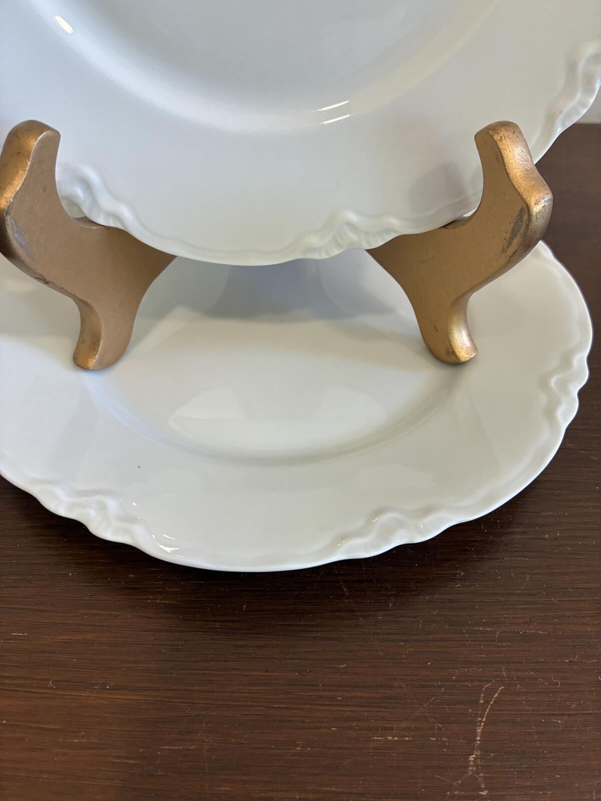 2 Hutschenreuther Selb Bavaria White Dessert Plates Germany Vintage Porcelain