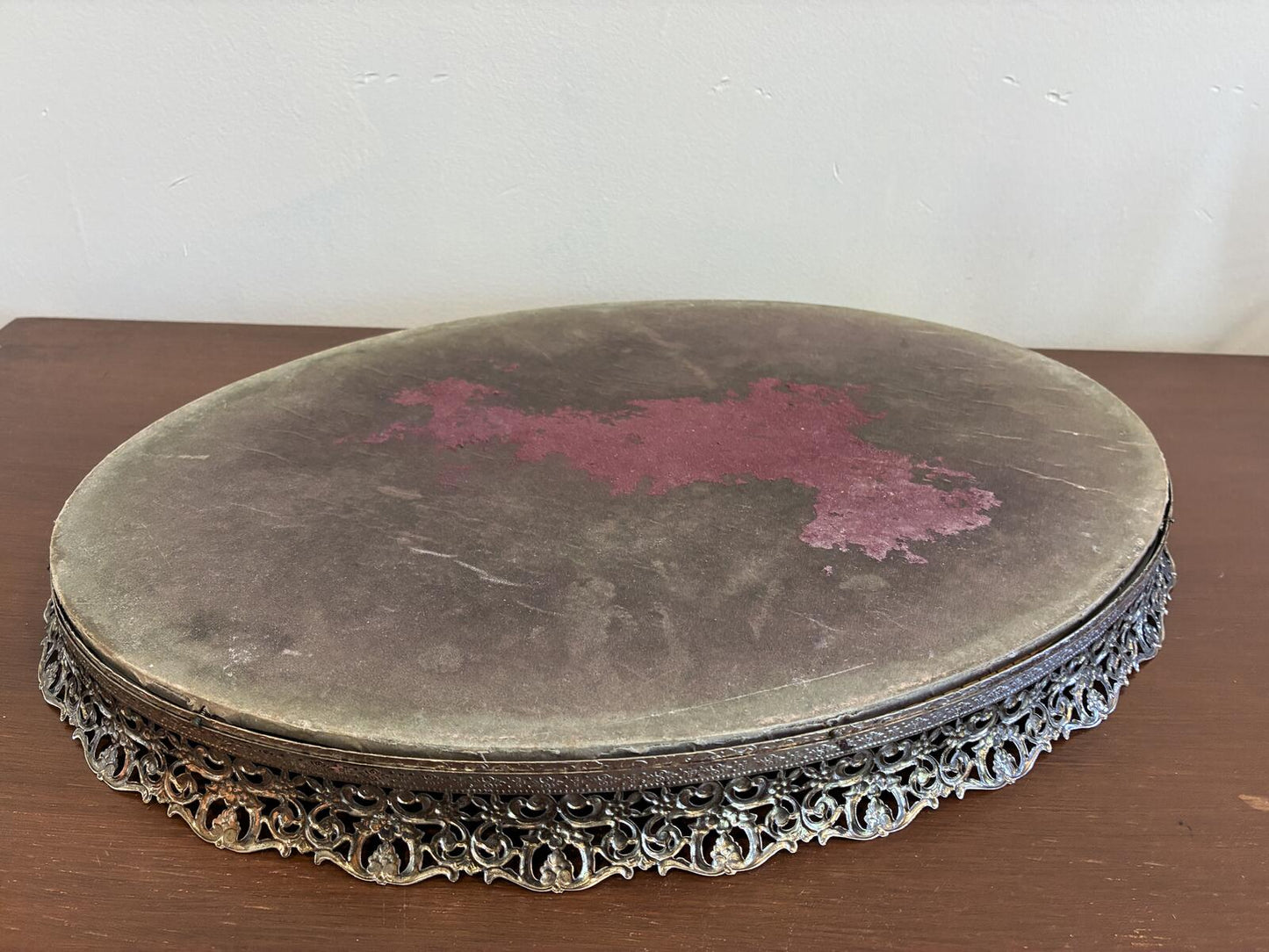 Vintage Silver Tone Vanity Tray, Ornate Mirrored Serving Tray, Hollywood Regency