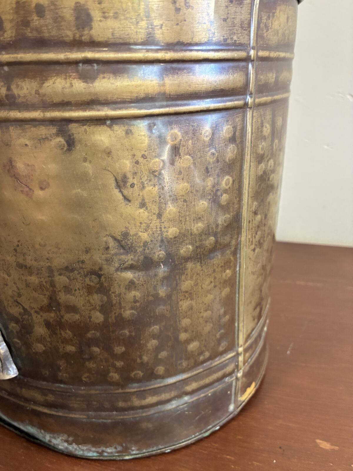 Vintage Brass Planter with Rope Detail, Hollywood Regency Log Holder, India