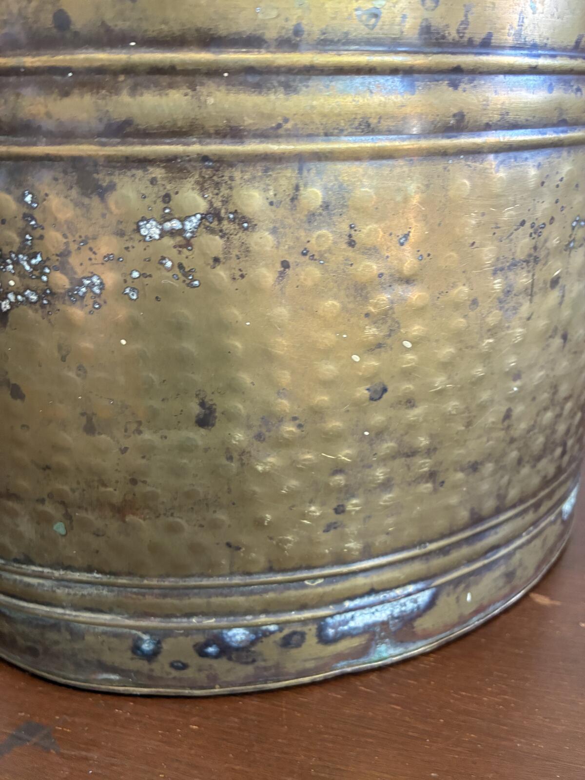 Vintage Brass Planter with Rope Detail, Hollywood Regency Log Holder, India