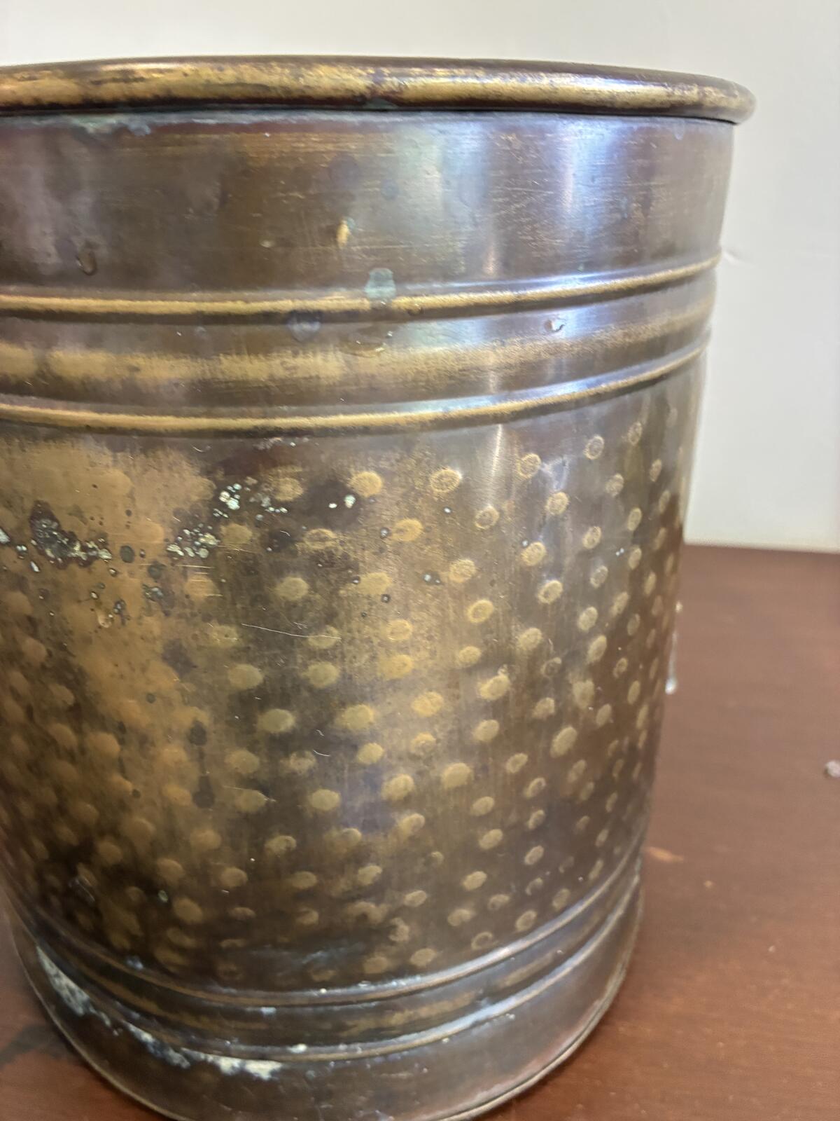Vintage Brass Planter with Rope Detail, Hollywood Regency Log Holder, India