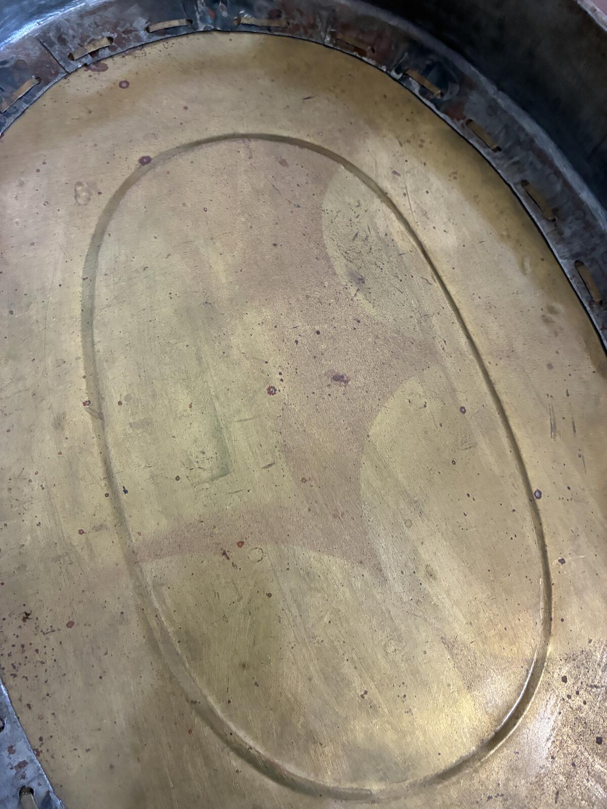 Vintage Brass Oval Serving Tray, Rustic Farmhouse Metal Tray, Hollywood Regency