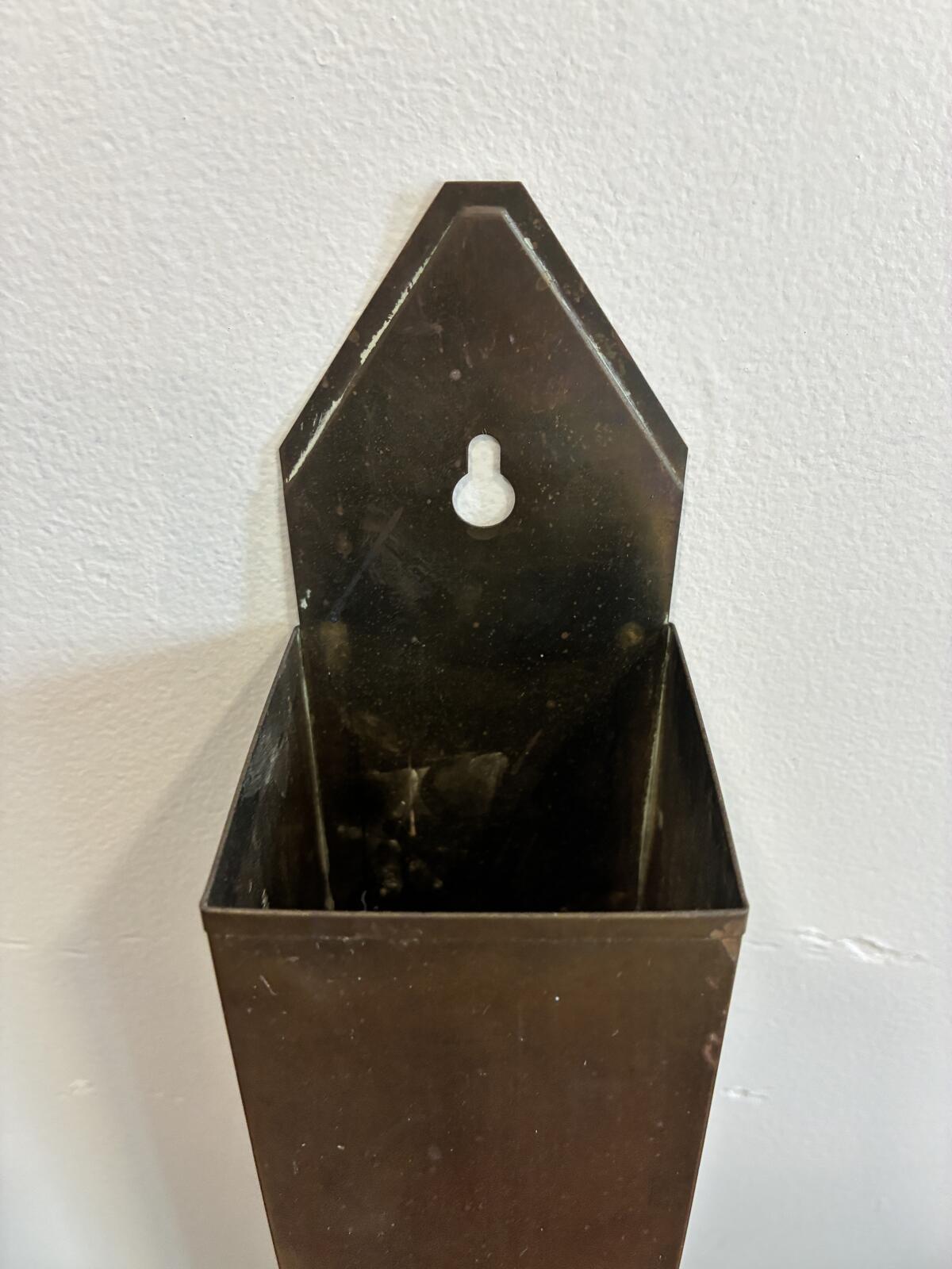 Vintage Brass Match Holder, Wall Mount Matchstick Holder, Rustic Farmhouse