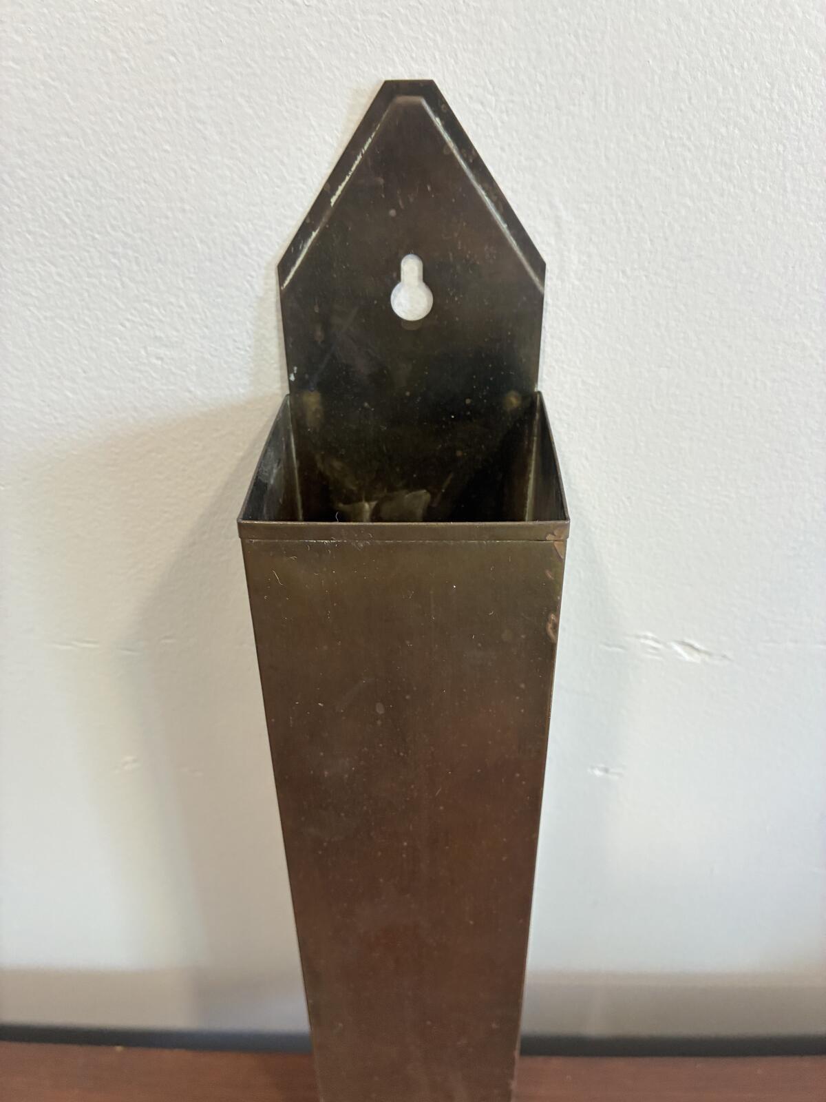 Vintage Brass Match Holder, Wall Mount Matchstick Holder, Rustic Farmhouse