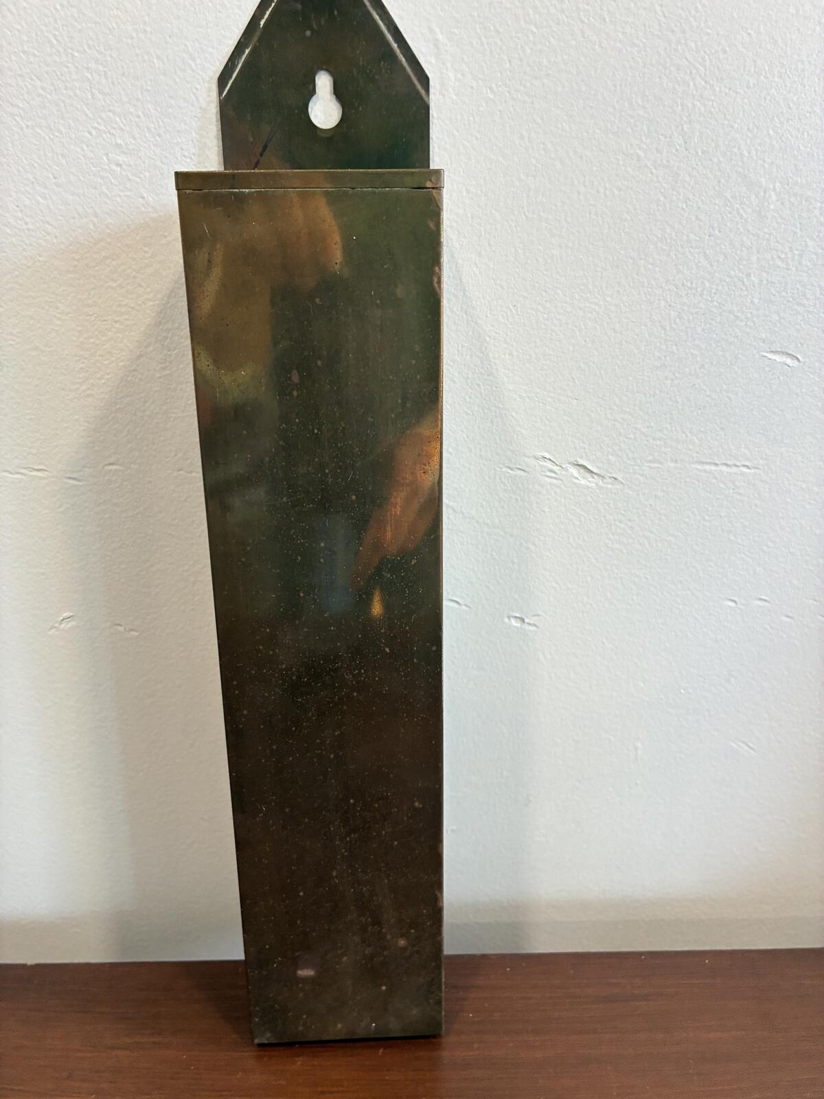 Vintage Brass Match Holder, Wall Mount Matchstick Holder, Rustic Farmhouse