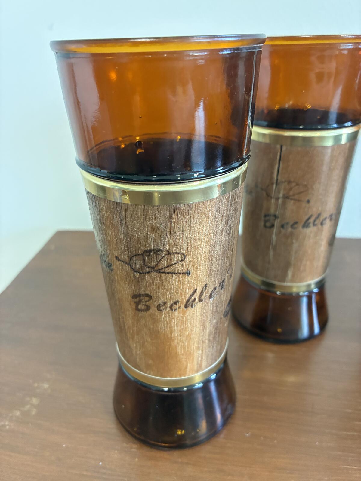 Vintage Siesta Ware Amber Glass Tumblers, Mid Century Barware, Set of 4