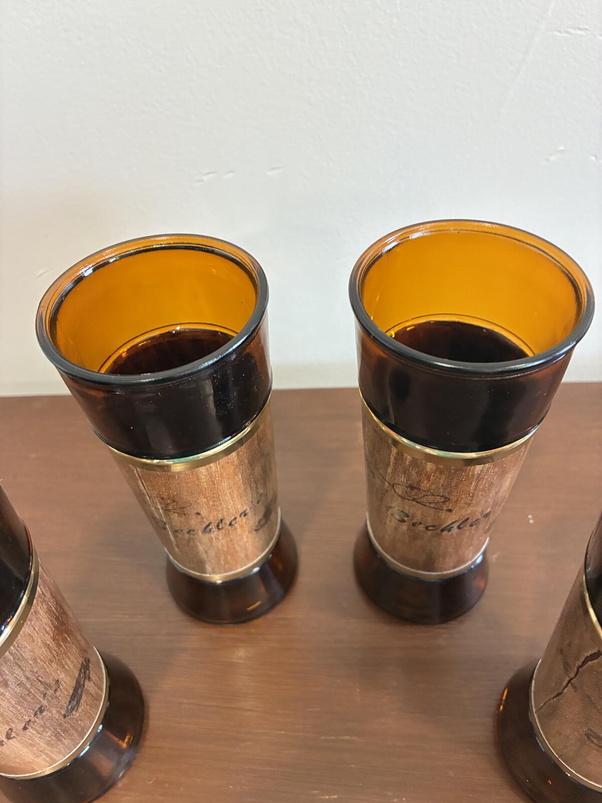 Vintage Siesta Ware Amber Glass Tumblers, Mid Century Barware, Set of 4