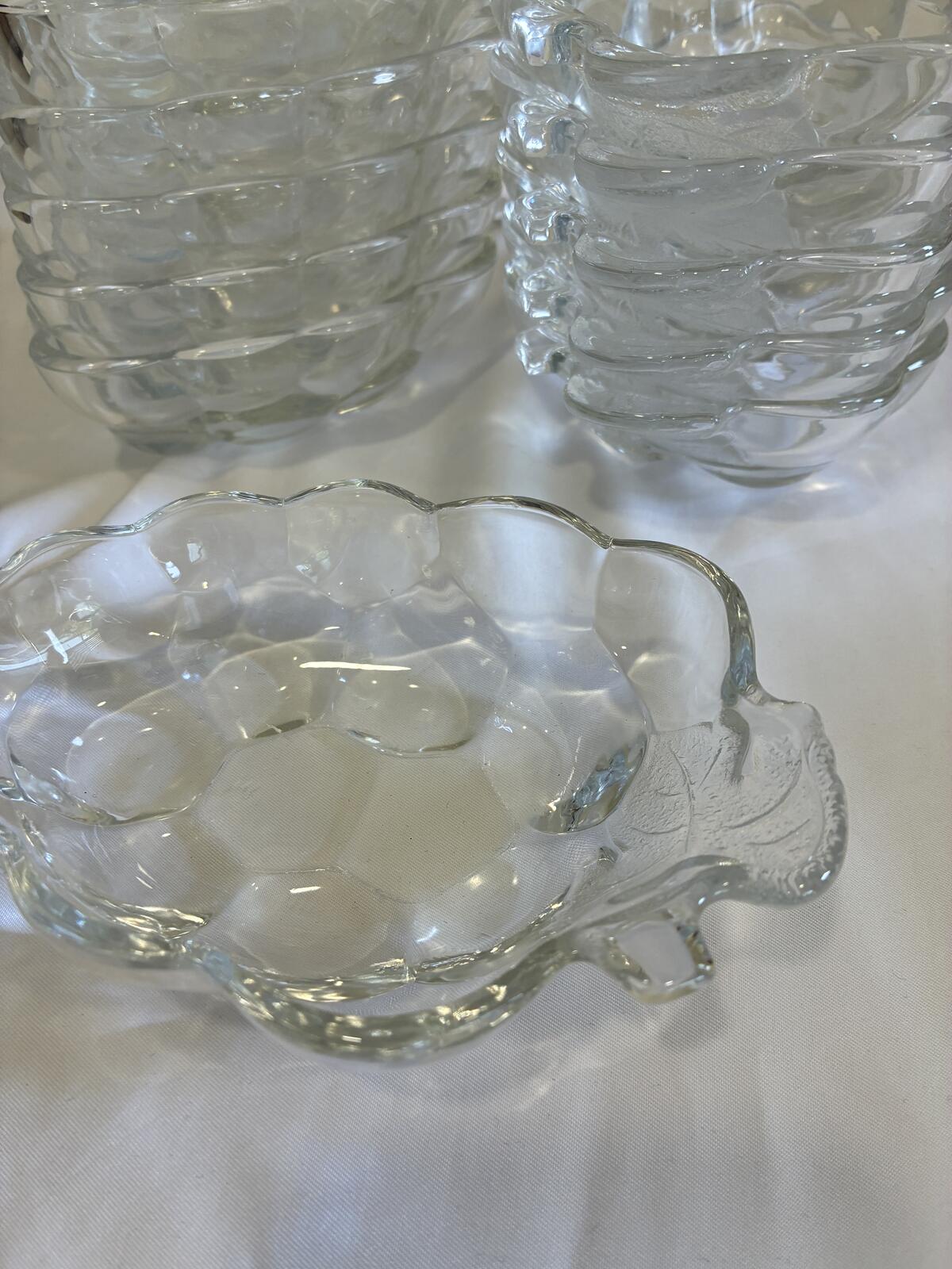 Vintage Grape Shaped Glass Bowls, Pressed Glass Dessert Dishes, Set of 12