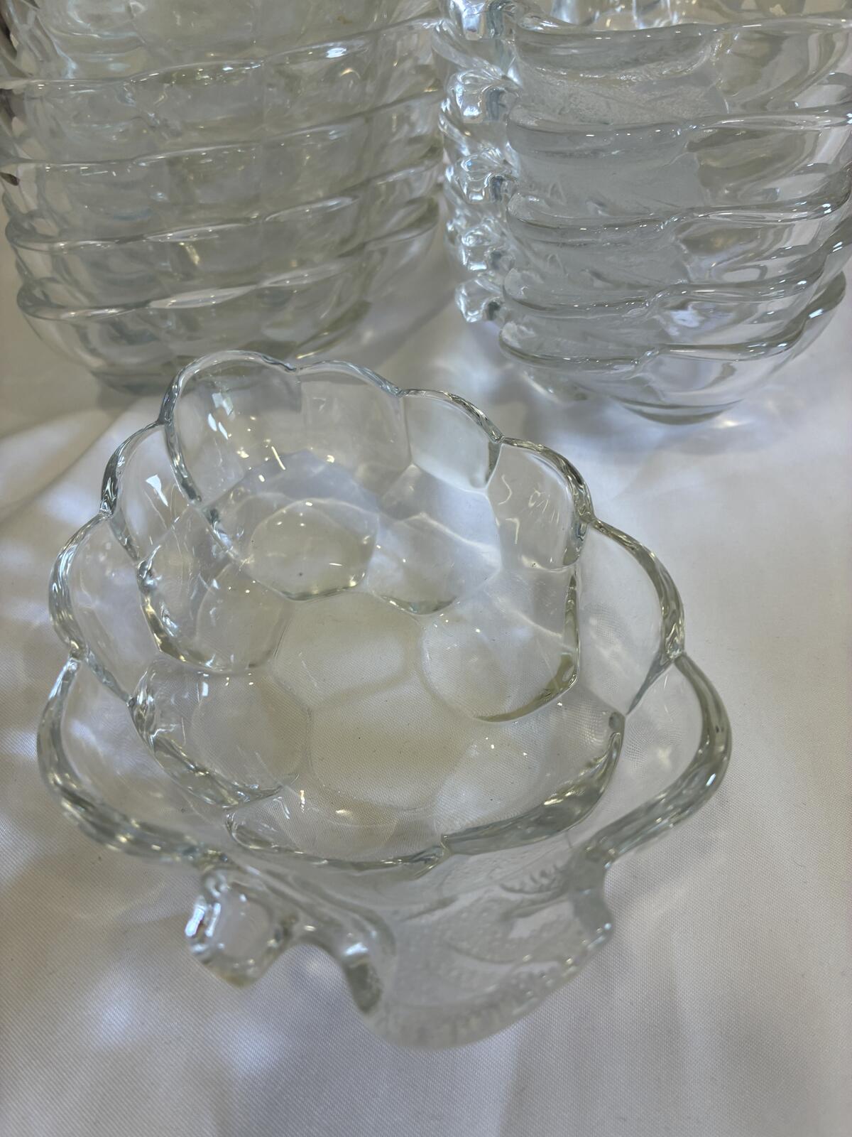 Vintage Grape Shaped Glass Bowls, Pressed Glass Dessert Dishes, Set of 12