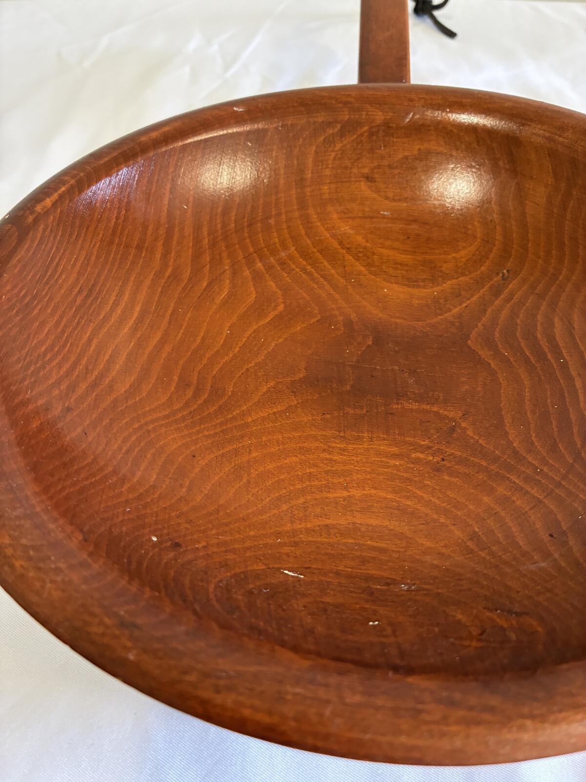 Vintage Munising Wooden Handled Bowl, Mid Century Scandinavian Wood Serving Dish
