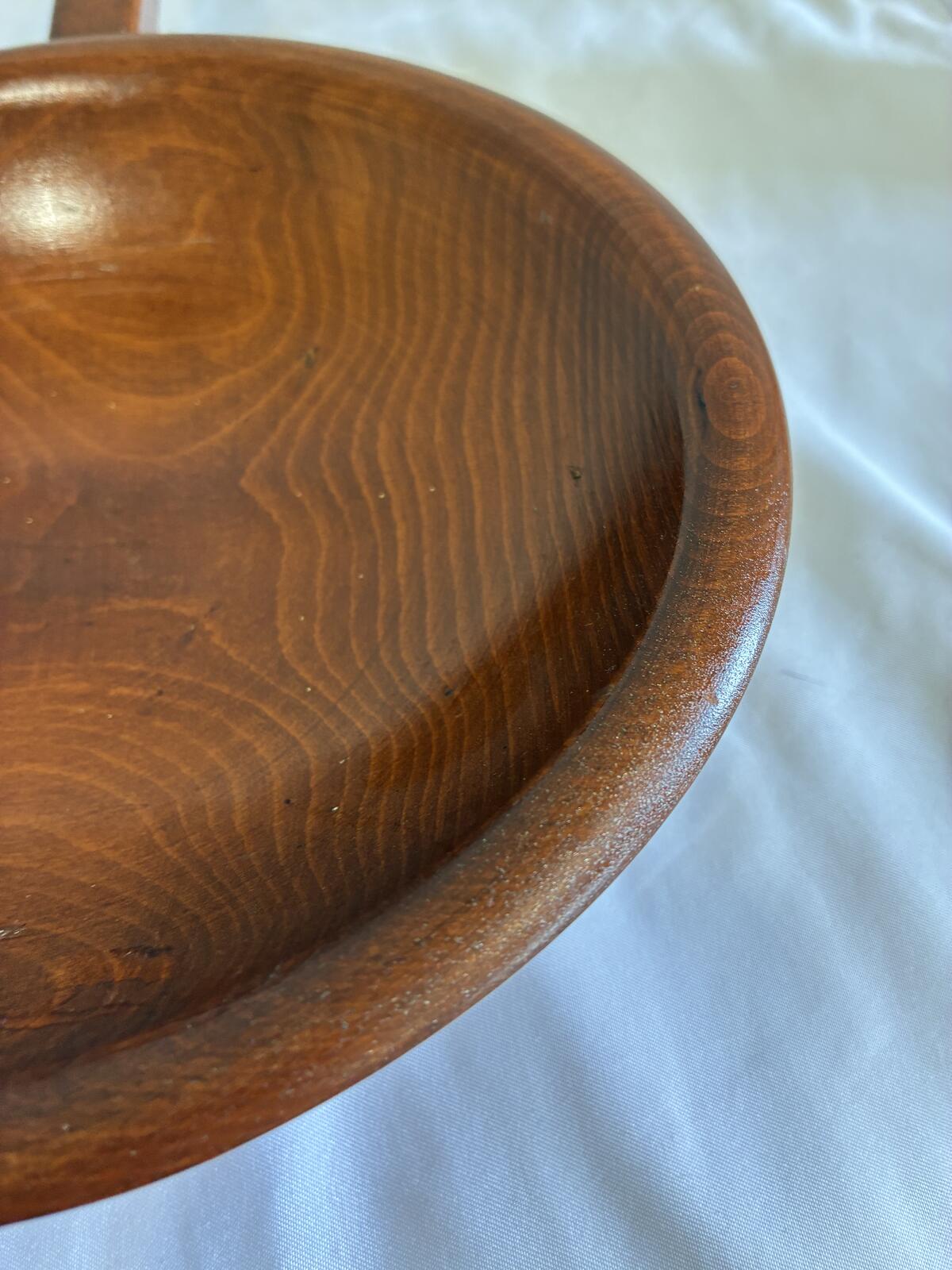 Vintage Munising Wooden Handled Bowl, Mid Century Scandinavian Wood Serving Dish