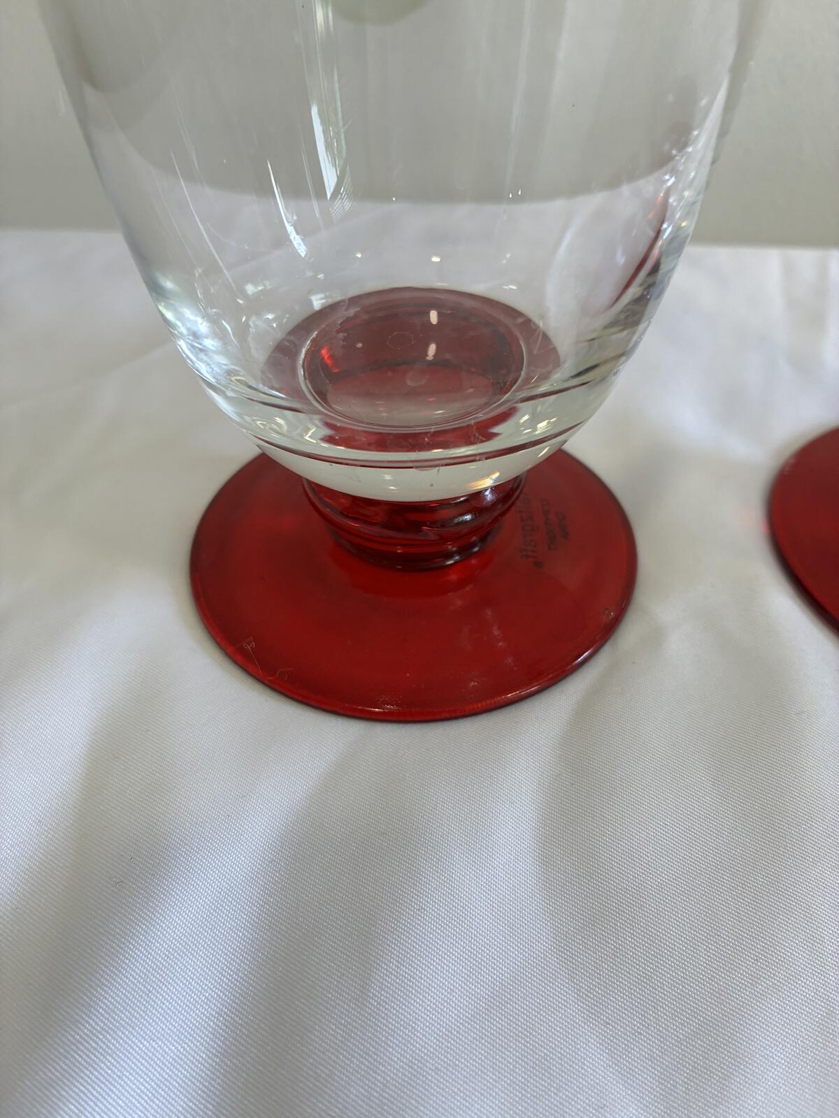 Pfaltzgraff Holly Berry Glasses Set of 2 Red Stem Christmas Holiday Goblet