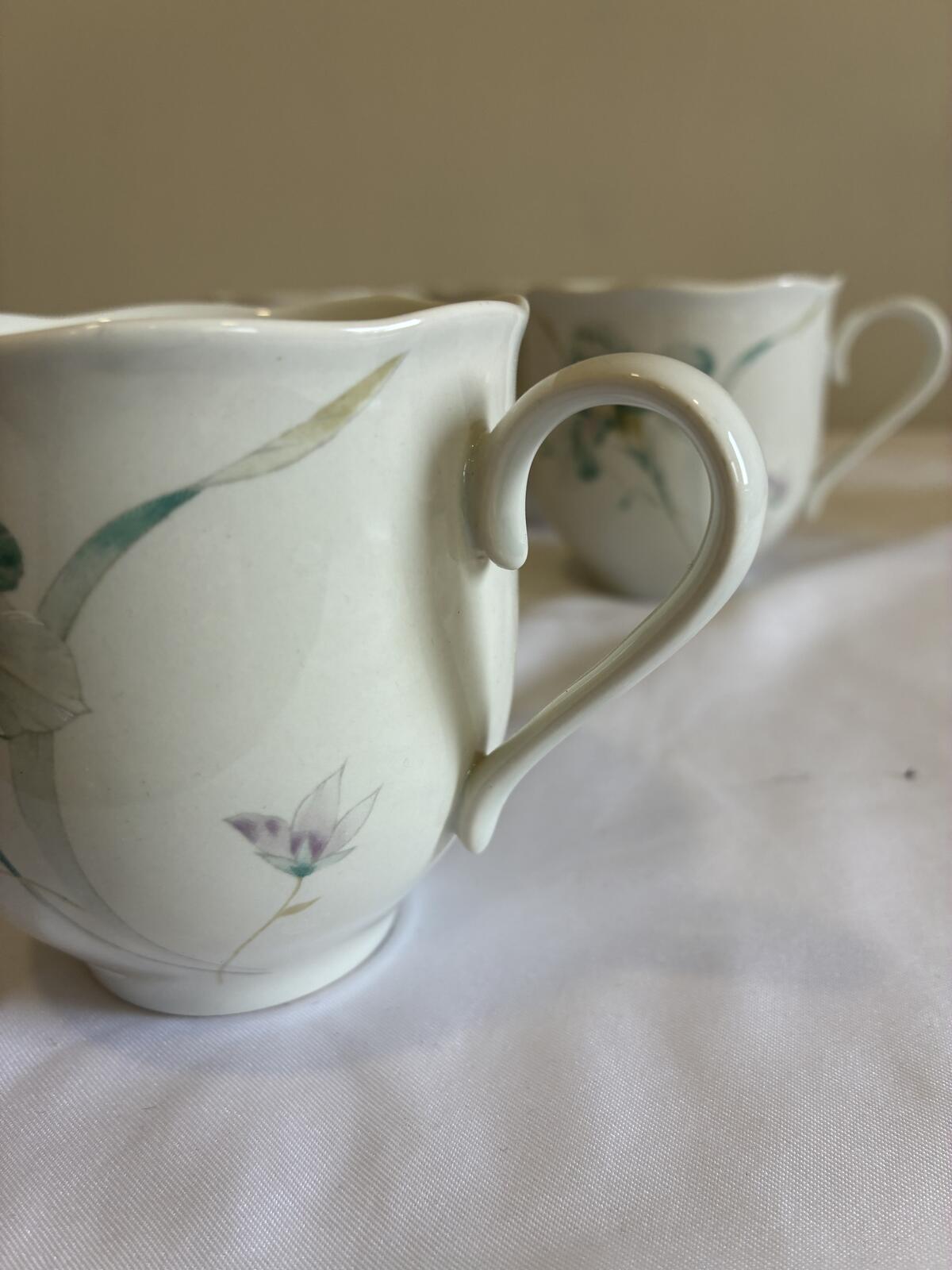Vintage Mikasa Rondo French Iris Mugs, Floral Coffee Cups,Set of 4,