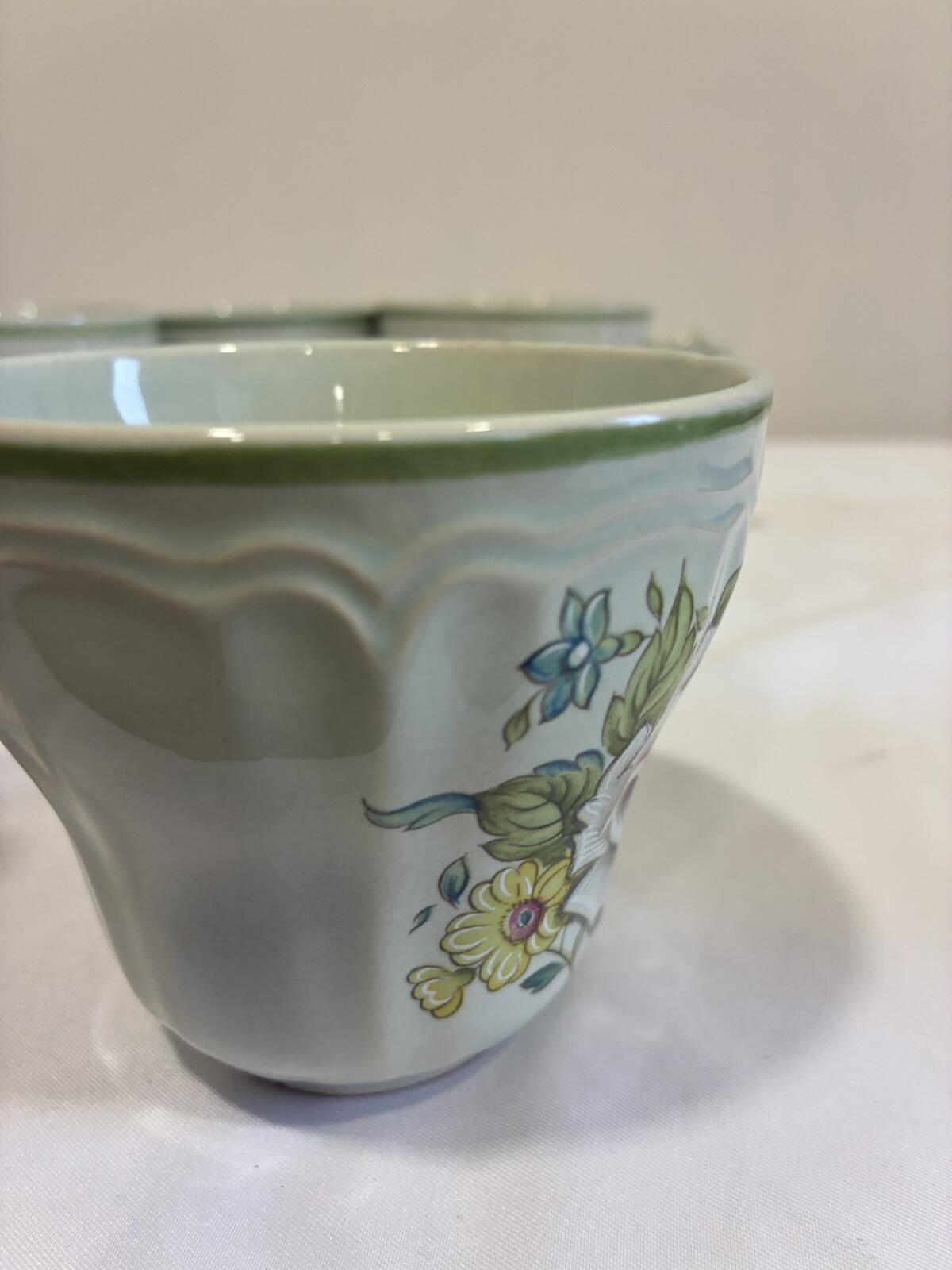 Provinstone Rose Marie Mugs Set of 4 Made in Japan Vintage Floral Green Tea Cups