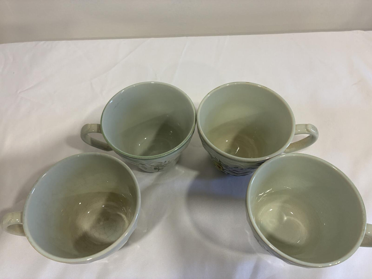 Provinstone Rose Marie Mugs Set of 4 Made in Japan Vintage Floral Green Tea Cups
