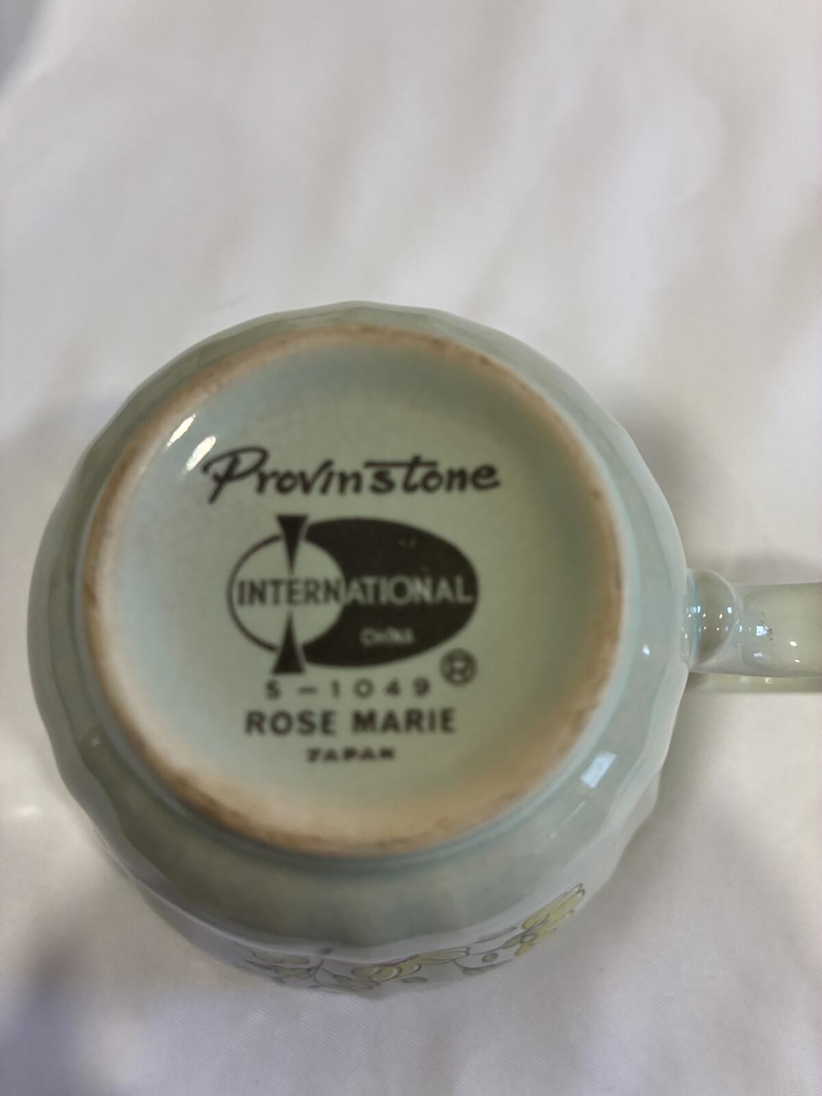 Provinstone Rose Marie Mugs Set of 4 Made in Japan Vintage Floral Green Tea Cups