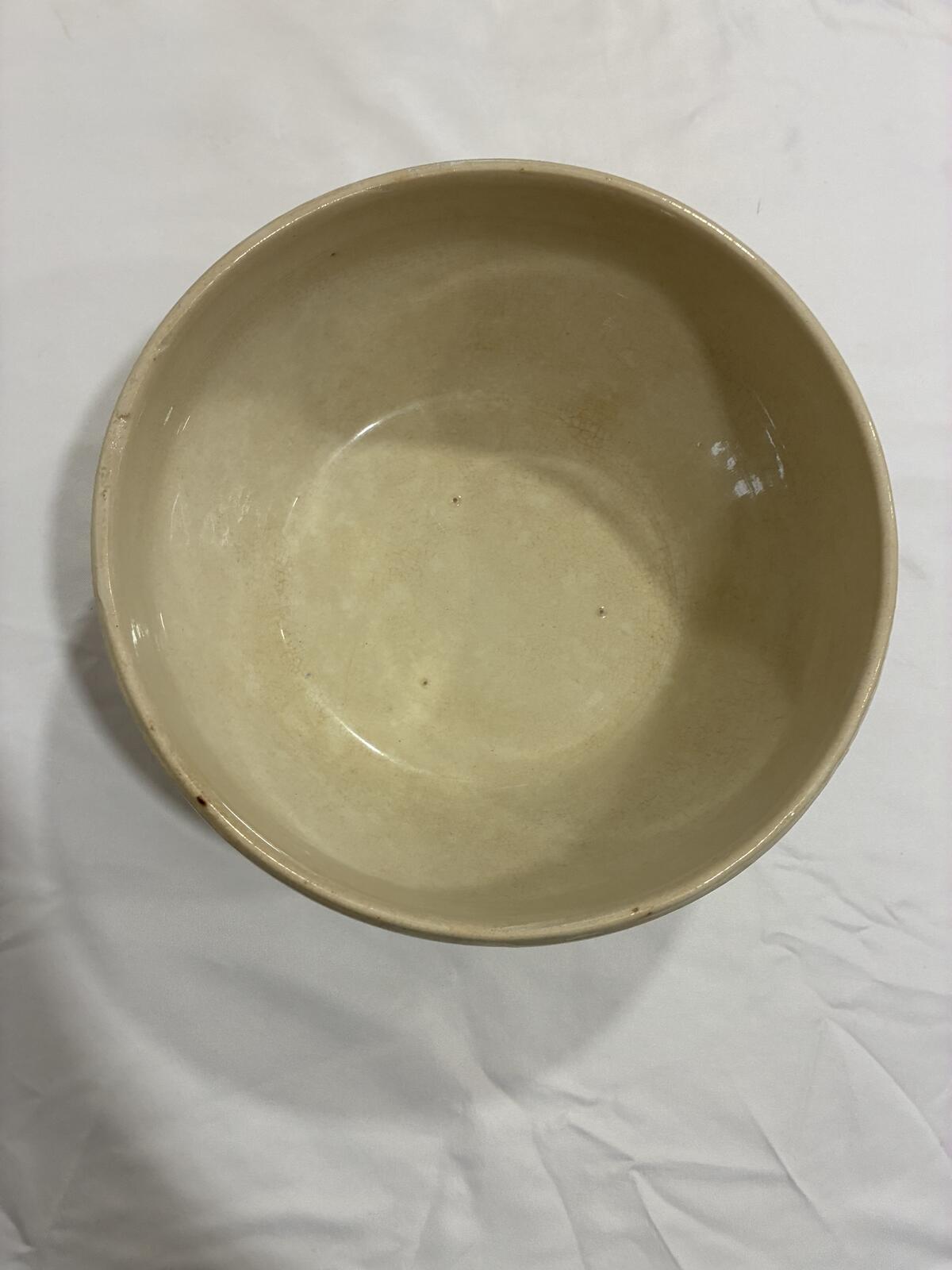 Vintage Blue Stripe Mixing Bowl, Farmhouse Stoneware Crock, Rustic Kitchen Bowl, Country Cottage Decor