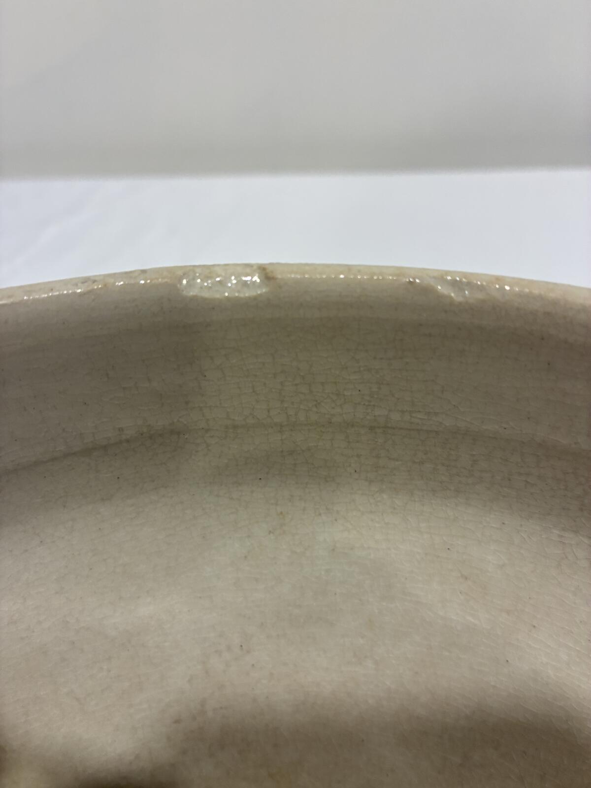 Vintage Blue Stripe Mixing Bowl, Farmhouse Stoneware Crock, Rustic Kitchen Bowl, Country Cottage Decor