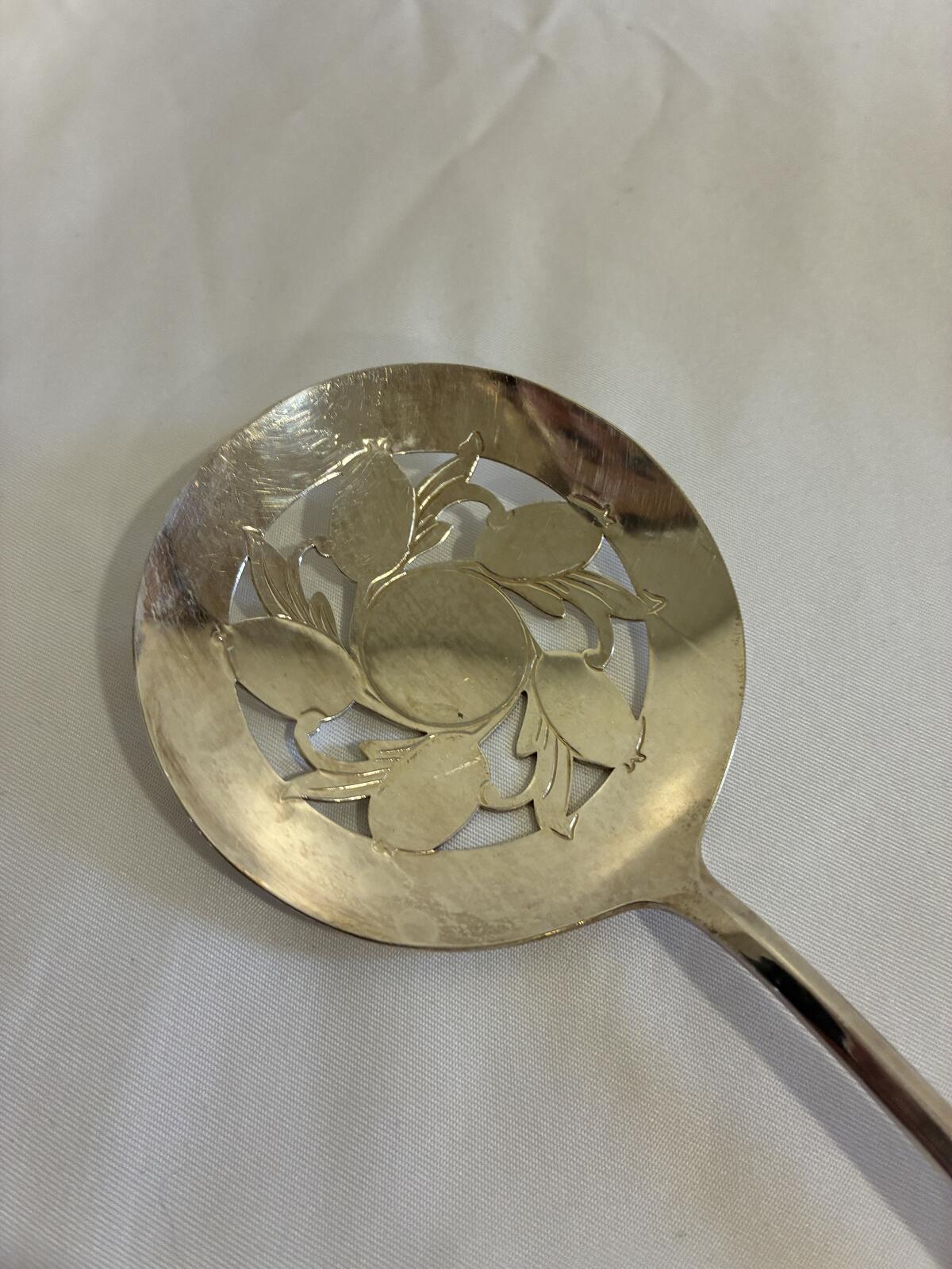 Vintage WM Rogers Tomato Server Spoon, Silverplate Pierced Serving Spoon