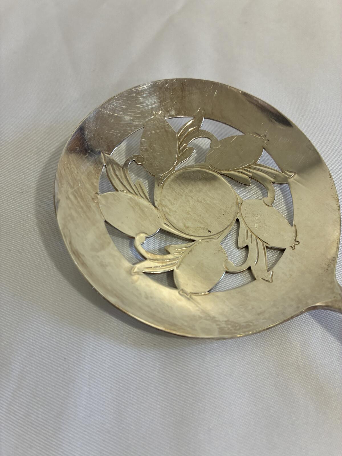 Vintage WM Rogers Tomato Server Spoon, Silverplate Pierced Serving Spoon