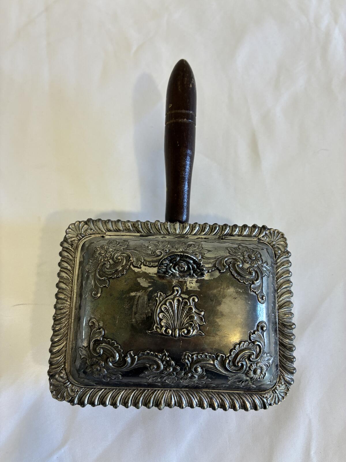 Vintage Silverplate Silent Butler Crumb Catcher with Wood Handle
