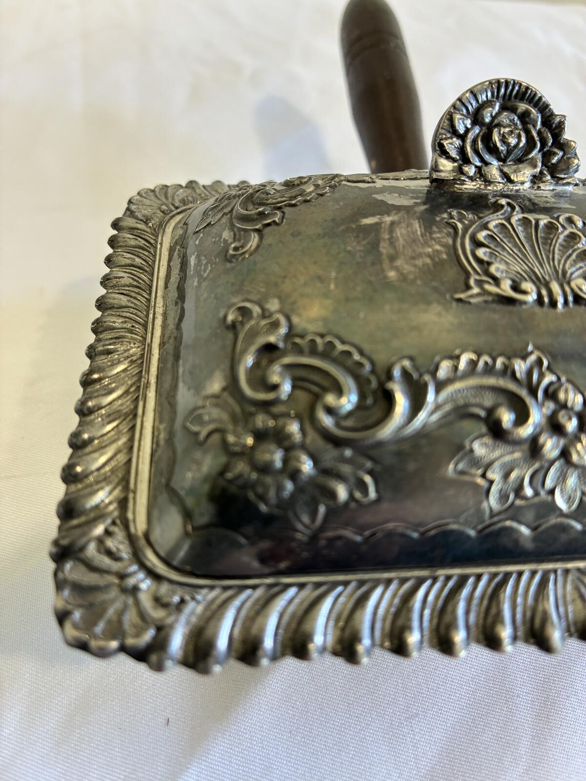 Vintage Silverplate Silent Butler Crumb Catcher with Wood Handle