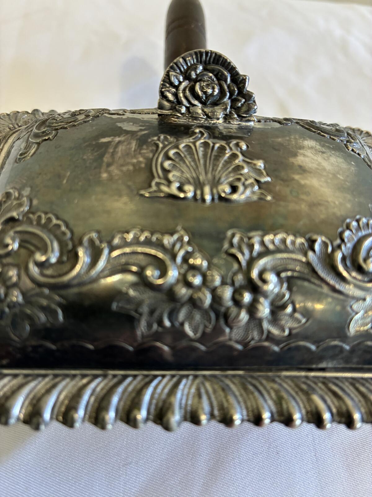 Vintage Silverplate Silent Butler Crumb Catcher with Wood Handle