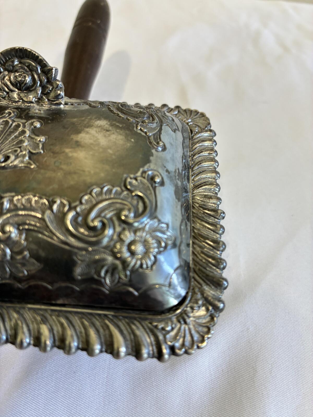 Vintage Silverplate Silent Butler Crumb Catcher with Wood Handle