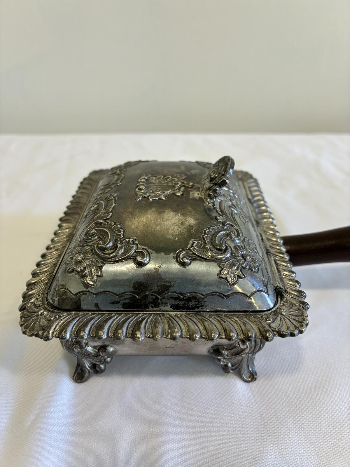 Vintage Silverplate Silent Butler Crumb Catcher with Wood Handle