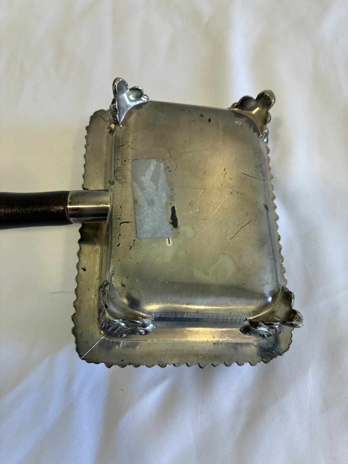 Vintage Silverplate Silent Butler Crumb Catcher with Wood Handle