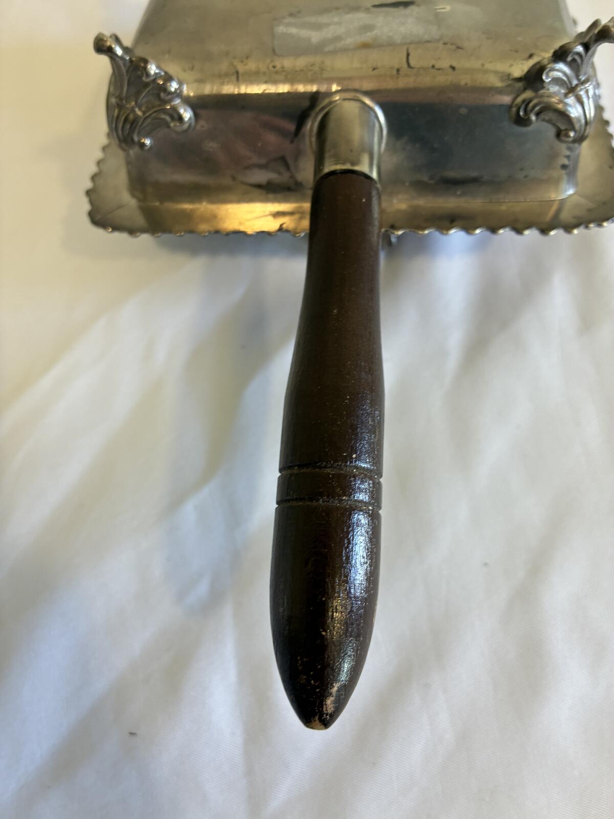Vintage Silverplate Silent Butler Crumb Catcher with Wood Handle