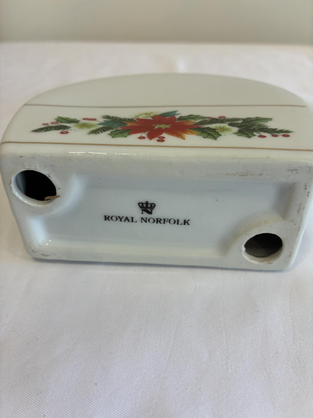 Vintage Finds Royal Norfolk Porcelain Christmas Napkin Holder,Holiday Poinsettia
