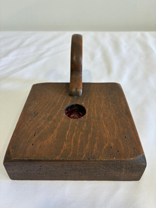 Vintage Wooden Chamberstick Candle Holder Primitive Wood Candlestick Rustic Farmhouse Decor