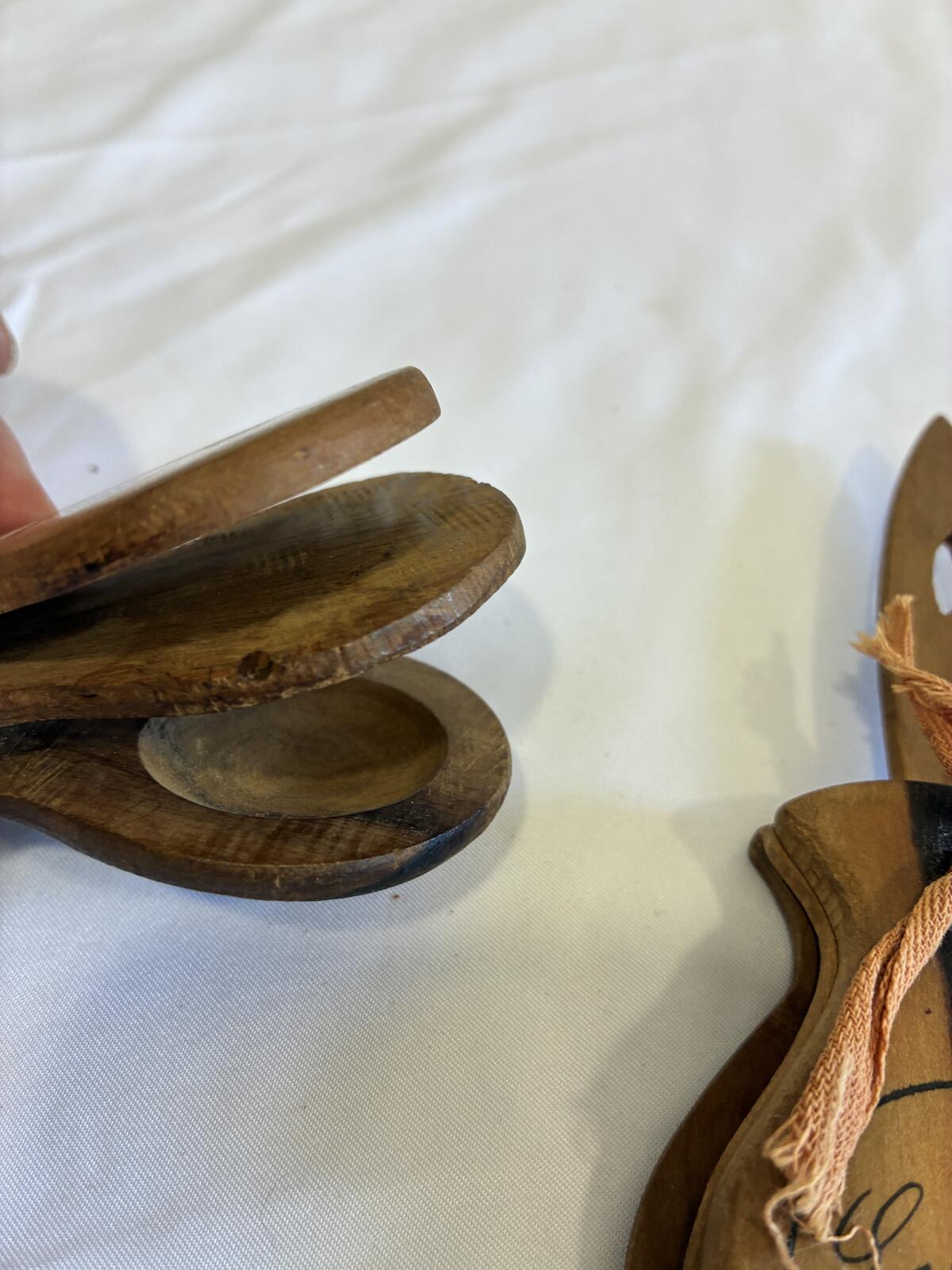 Vintage Sorrento Italy Wooden Castanets Pair Hand Painted Folk Dancers Italian