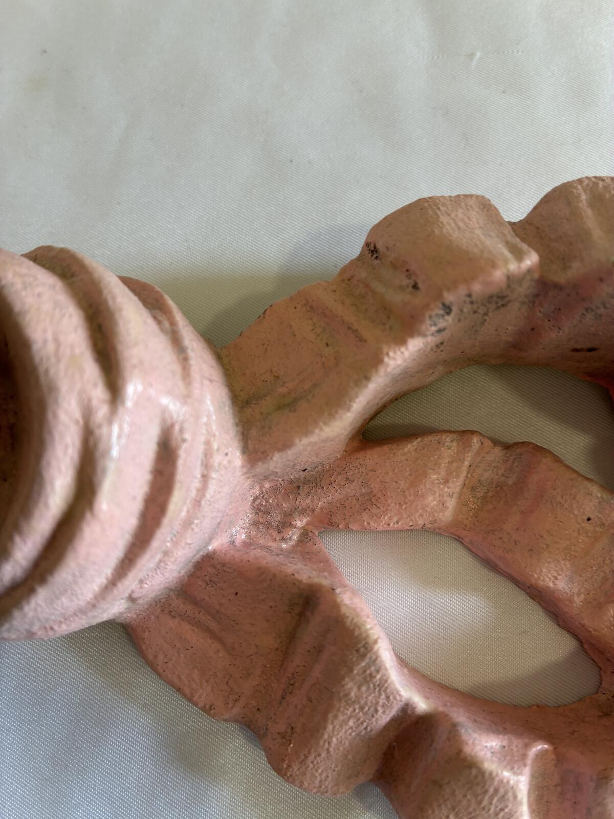 Vintage Pink Wooden Bow Wall Hanging Carved Ribbon Decor Shabby Chic Cottagecore