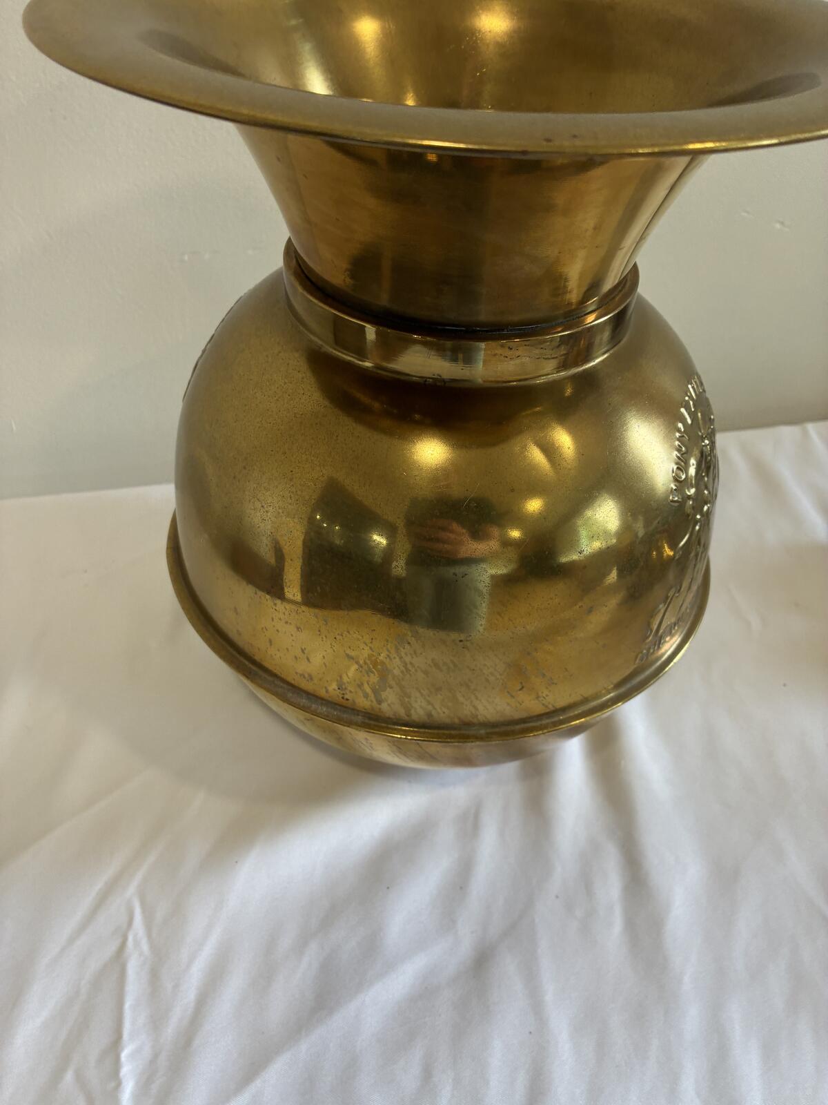 Vintage Pony Express Brass Spittoon Chewing Tobacco Western Advertising Display